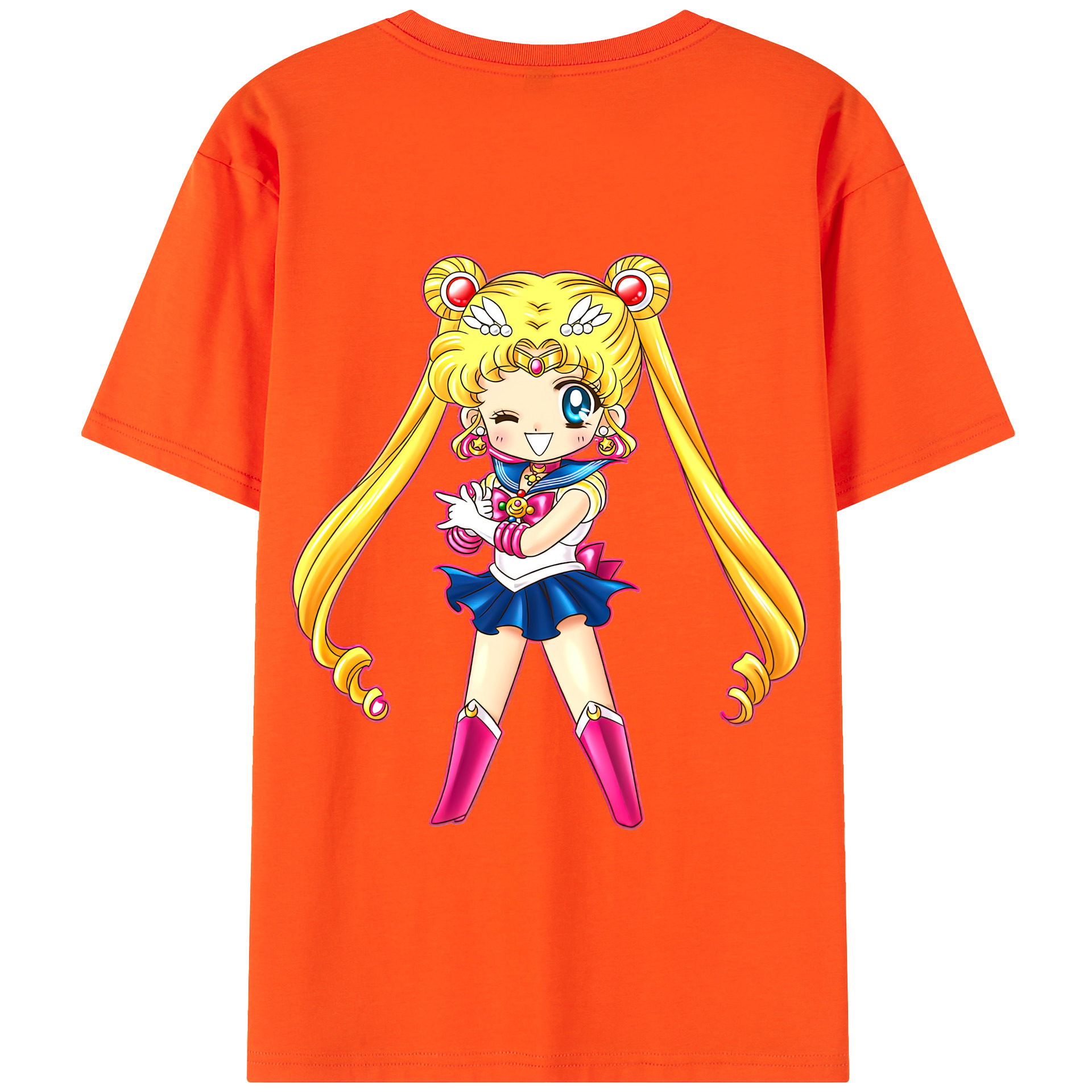 （画像用） 美少女戦士セーラームーン 月野 うさぎ つきの うさぎ Sailor Moon Tsukino Usagi 綿100％半袖Tシャツ（背面プリント）