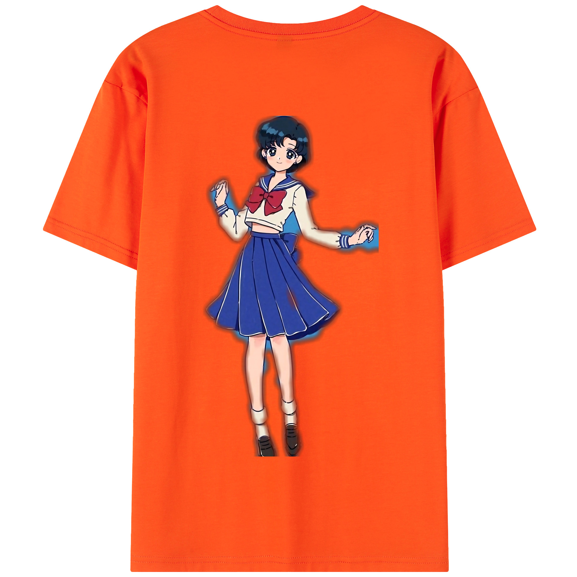 （画像用） 美少女戦士セーラームーン 水野 亜美 みずの あみ Sailor Moon Mizuno Ami 綿100％半袖Tシャツ（背面プリント）