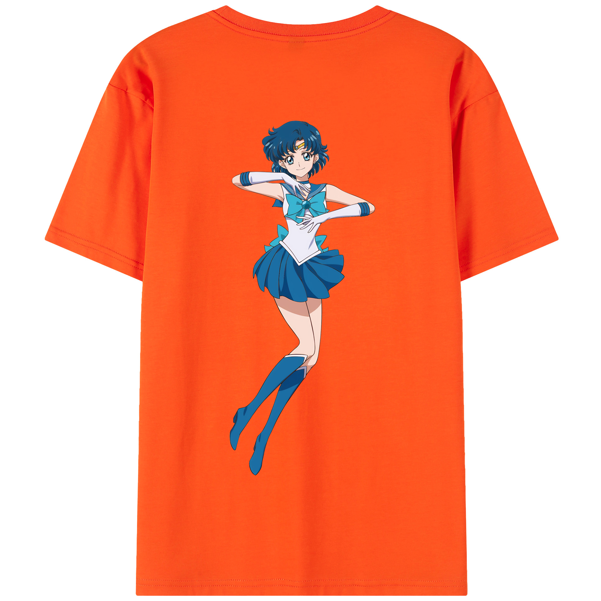 （画像用） 美少女戦士セーラームーン 水野 亜美 みずの あみ Sailor Moon Mizuno Ami 綿100％半袖Tシャツ（背面プリント）