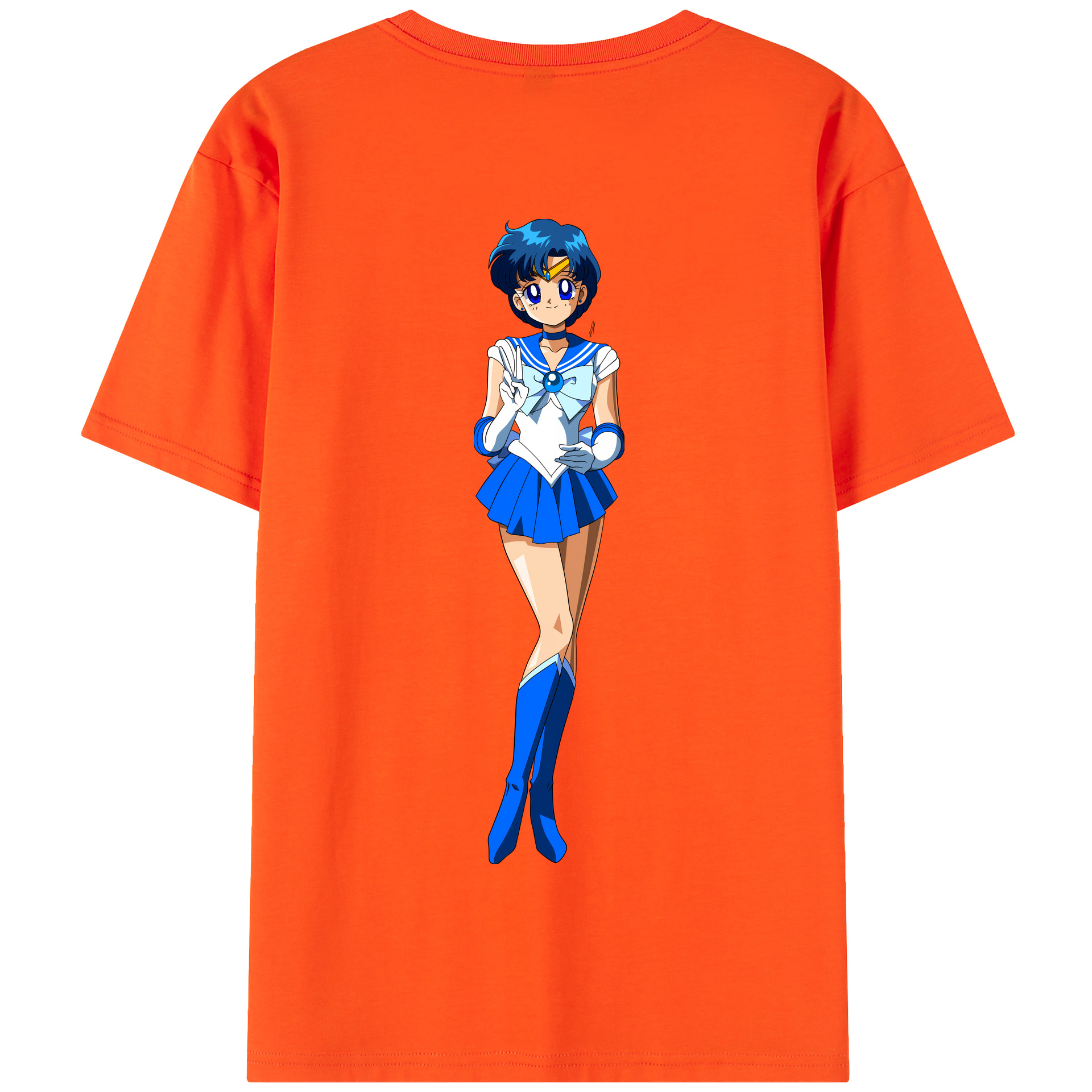 （画像用） 美少女戦士セーラームーン 水野 亜美 みずの あみ Sailor Moon Mizuno Ami 綿100％半袖Tシャツ（背面プリント）