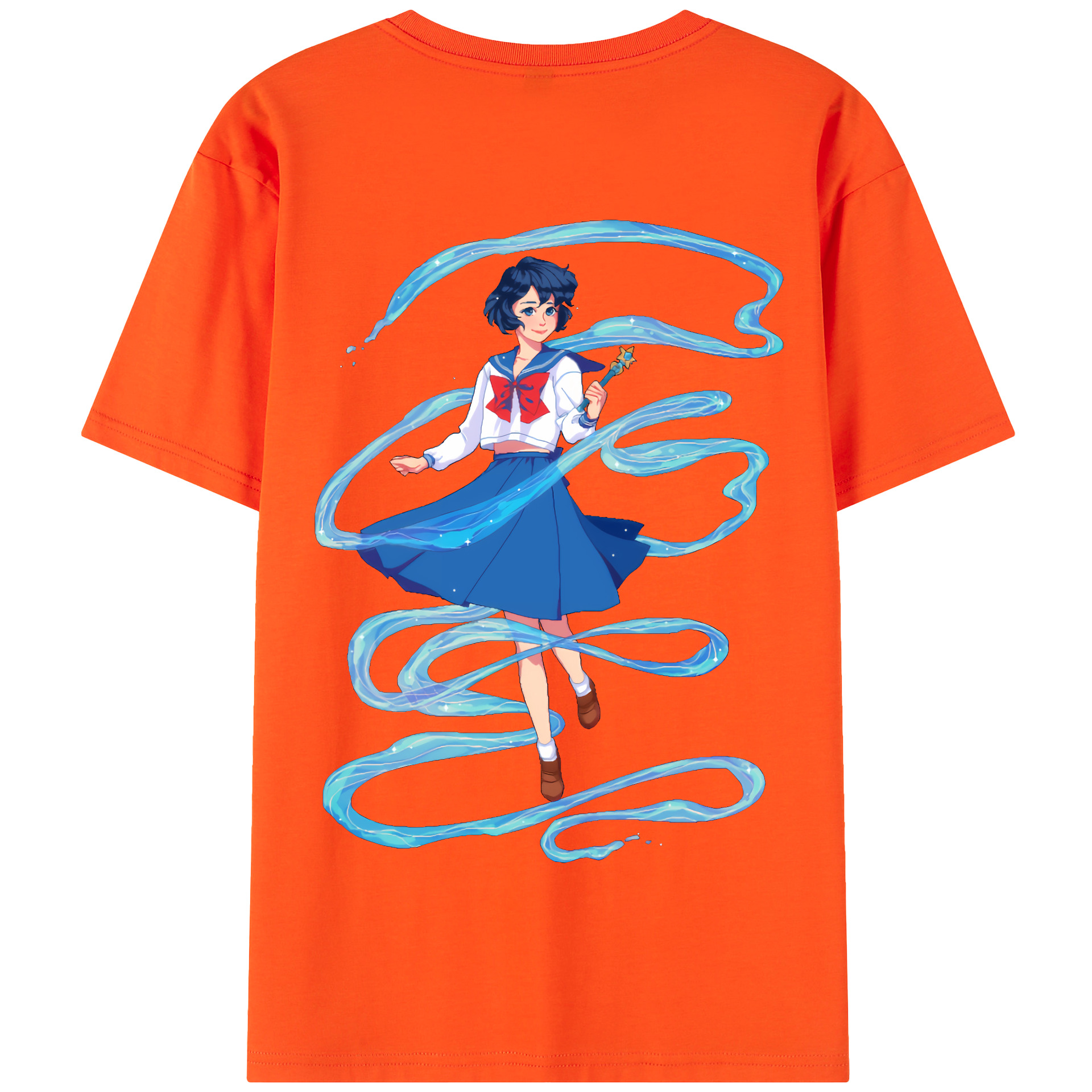 （画像用） 美少女戦士セーラームーン 水野 亜美 みずの あみ Sailor Moon Mizuno Ami 綿100％半袖Tシャツ（背面プリント）
