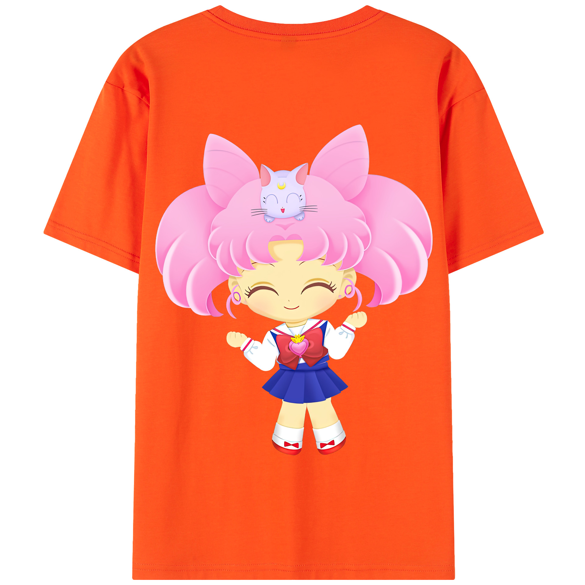 （画像用） 美少女戦士セーラームーン ちびうさ Sailor Moon Chibiusa Tsukino Usagi Small Lady Serenity 綿100％半袖Tシャツ（背面プリント）