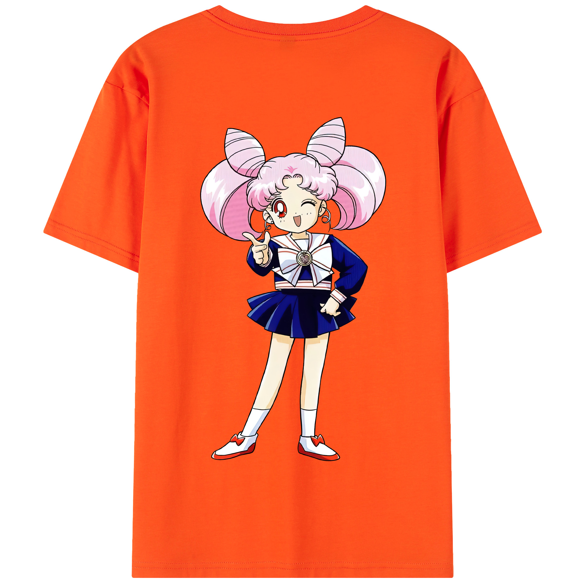 （画像用） 美少女戦士セーラームーン ちびうさ Sailor Moon Chibiusa Tsukino Usagi Small Lady Serenity 綿100％半袖Tシャツ（背面プリント）