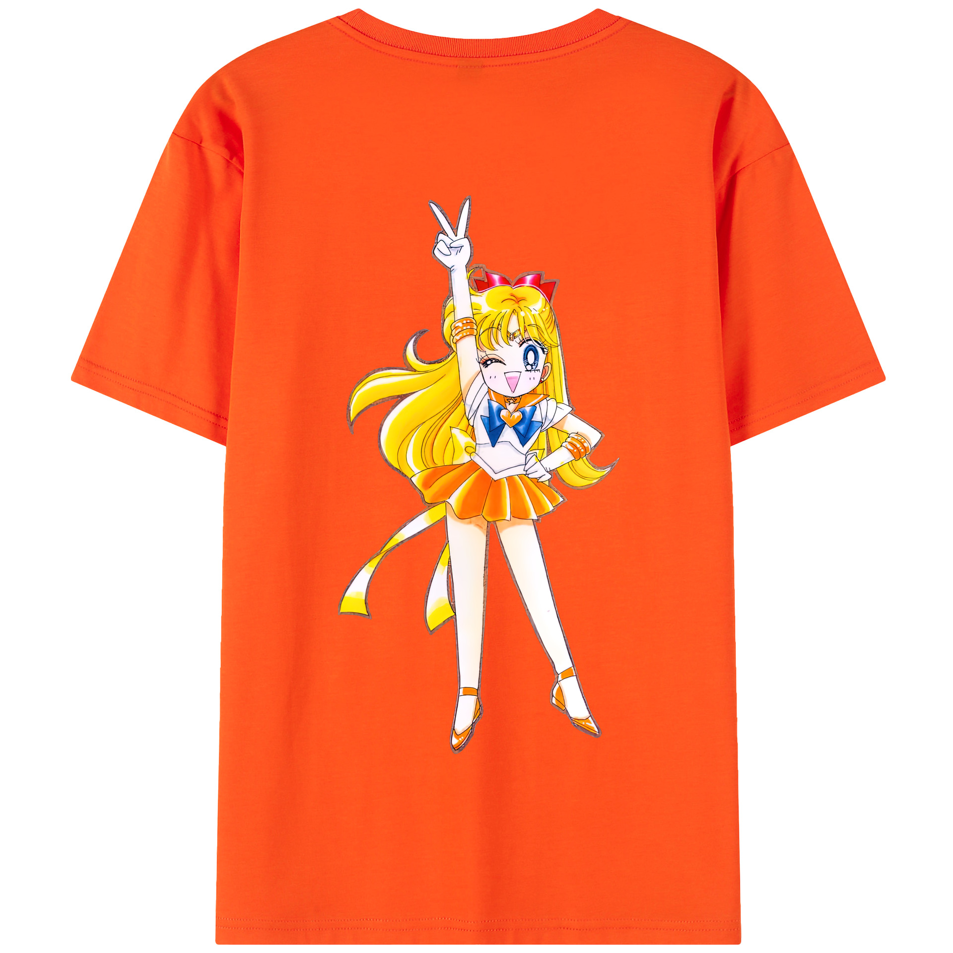 （画像用） 美少女戦士セーラームーン 愛野 美奈子 あいの みなこ Sailor Moon Aino Minako 綿100％半袖Tシャツ（背面プリント）