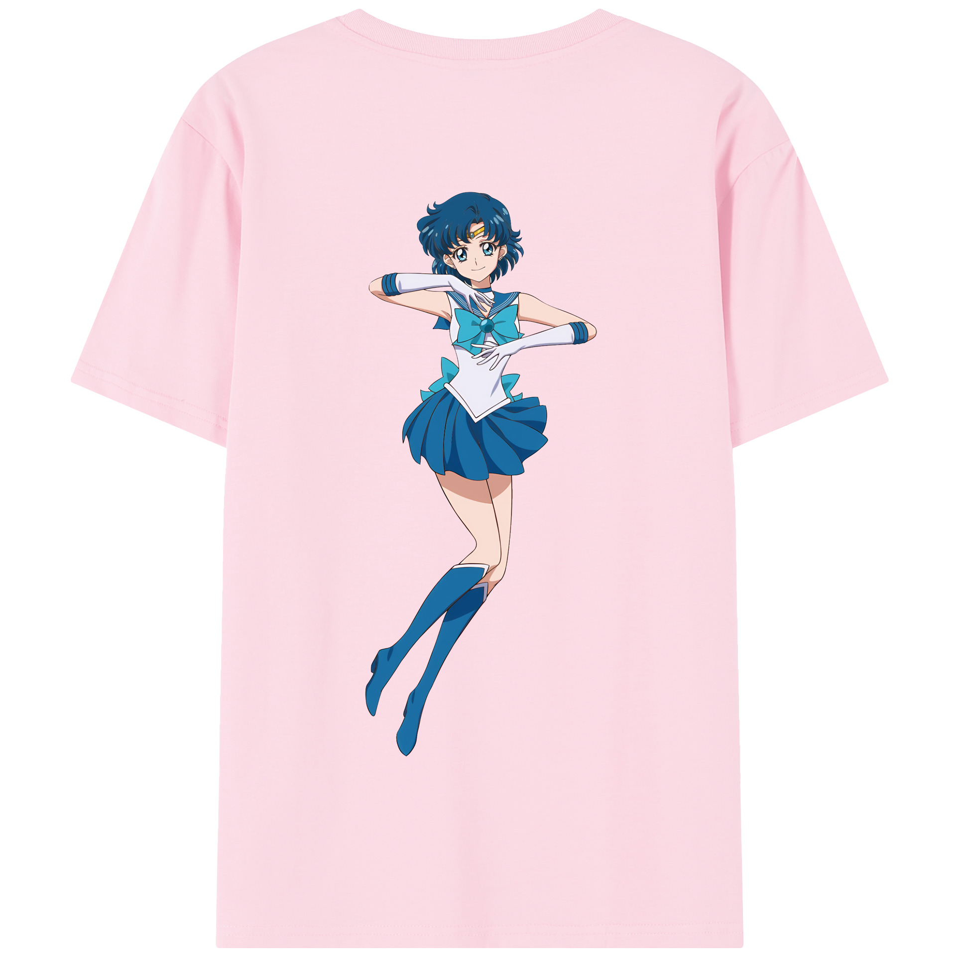 （画像用） 美少女戦士セーラームーン 水野 亜美 みずの あみ Sailor Moon Mizuno Ami 綿100％半袖Tシャツ（背面プリント）