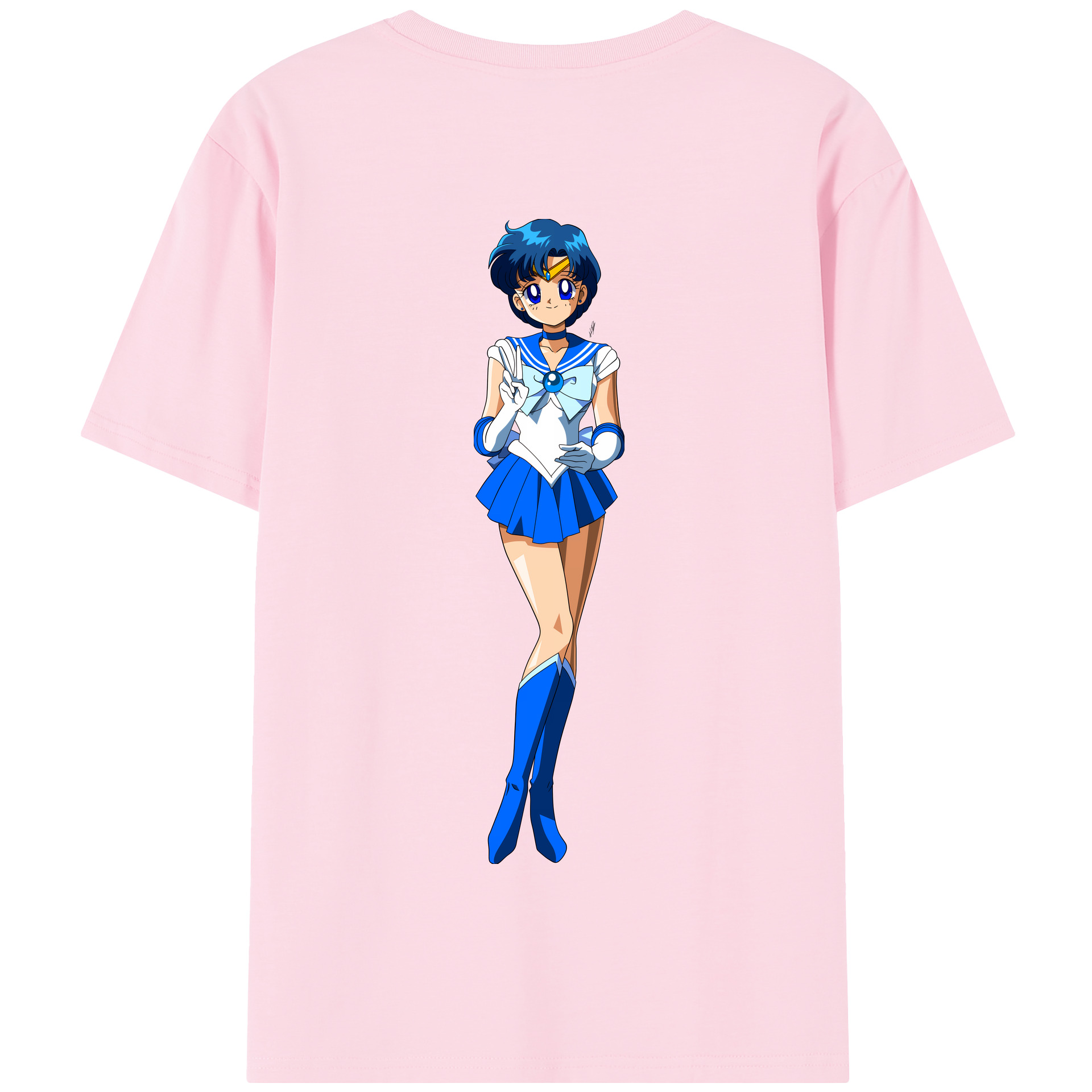 （画像用） 美少女戦士セーラームーン 水野 亜美 みずの あみ Sailor Moon Mizuno Ami 綿100％半袖Tシャツ（背面プリント）
