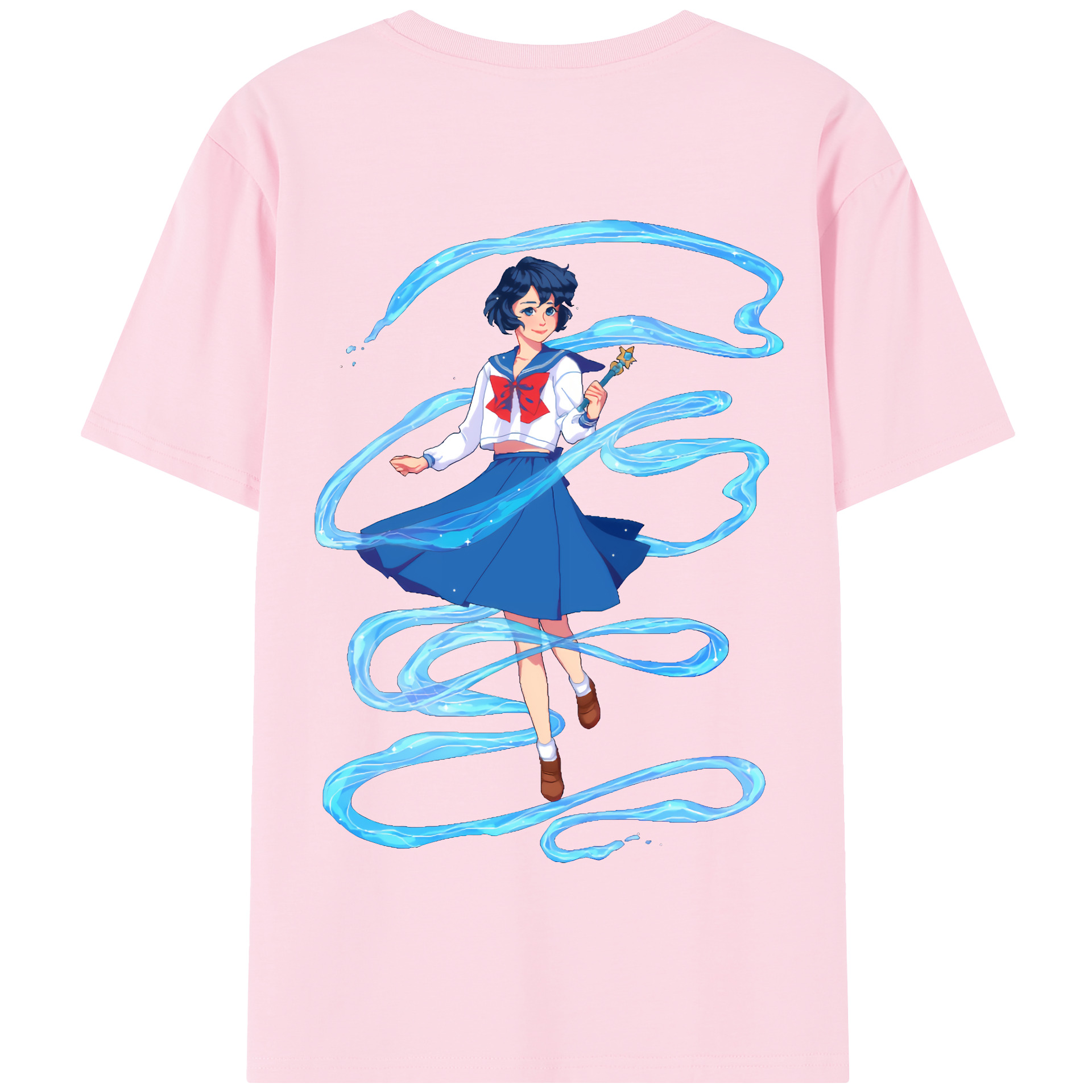 （画像用） 美少女戦士セーラームーン 水野 亜美 みずの あみ Sailor Moon Mizuno Ami 綿100％半袖Tシャツ（背面プリント）