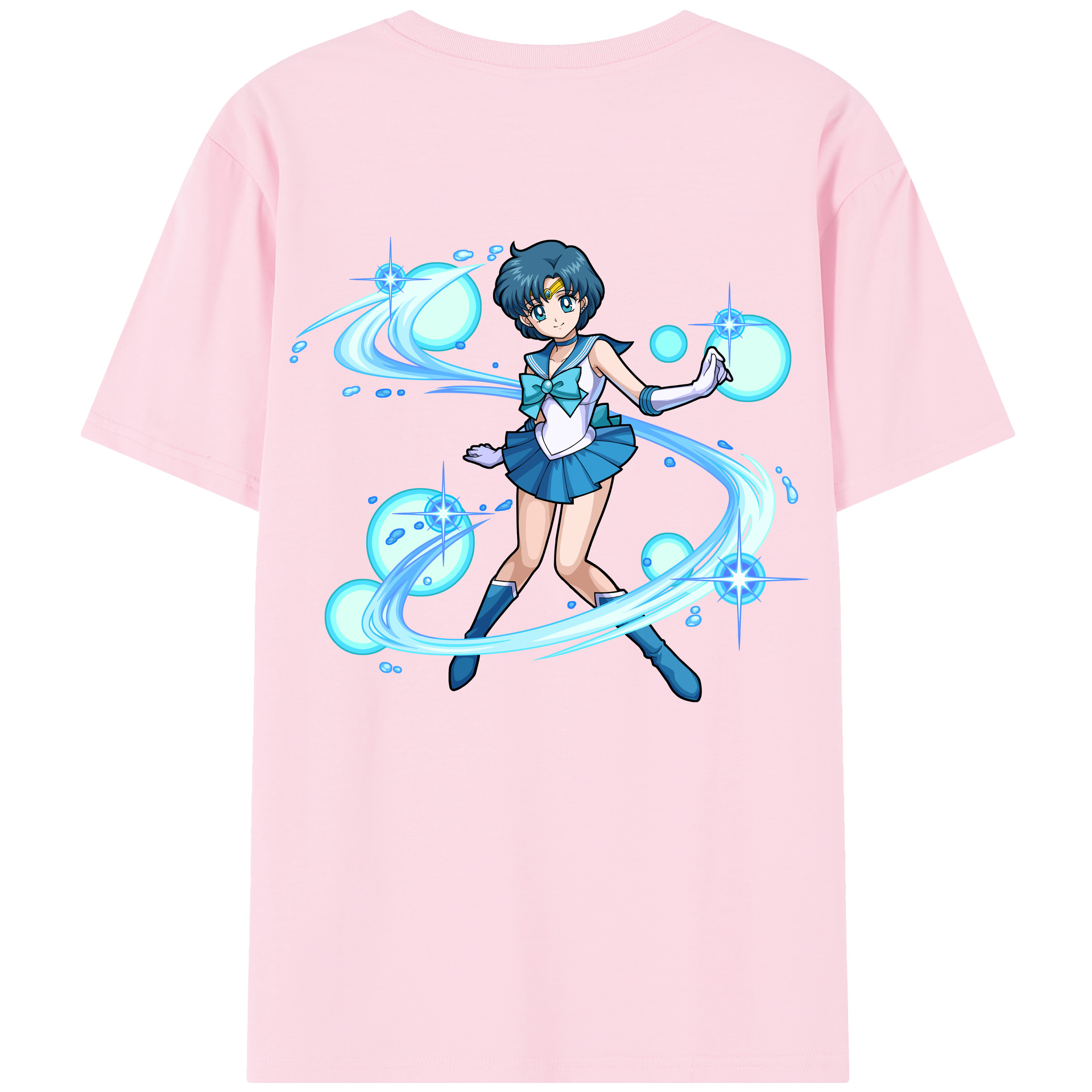 （画像用） 美少女戦士セーラームーン 水野 亜美 みずの あみ Sailor Moon Mizuno Ami 綿100％半袖Tシャツ（背面プリント）
