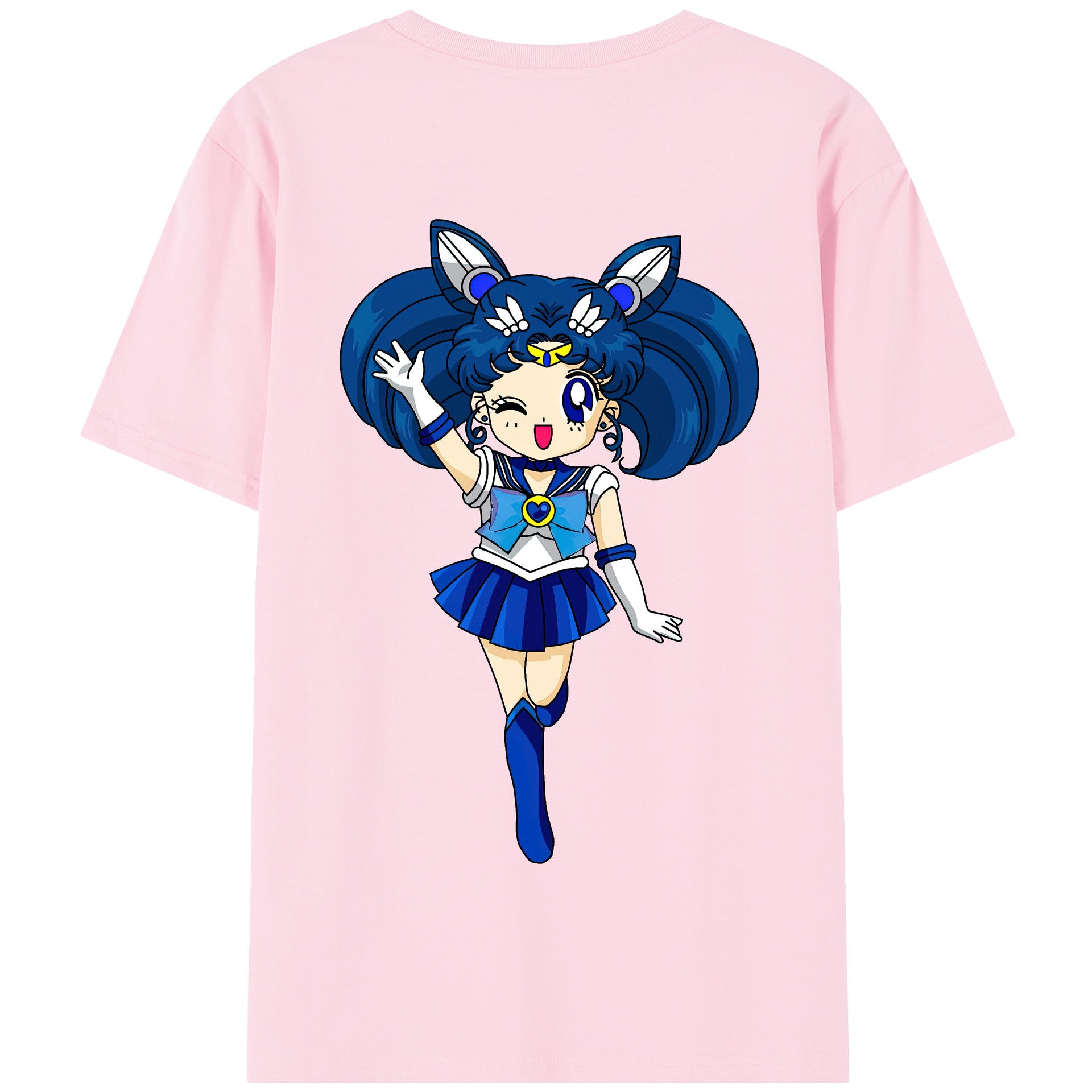 （画像用） 美少女戦士セーラームーン 水野 亜美 みずの あみ Sailor Moon Mizuno Ami 綿100％半袖Tシャツ（背面プリント）