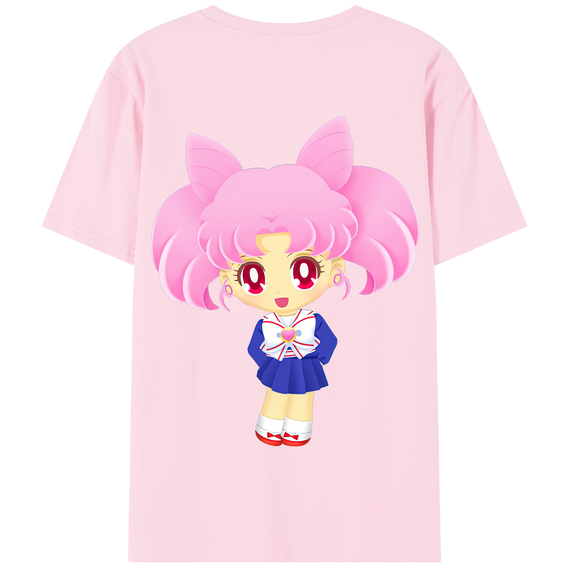 （画像用） 美少女戦士セーラームーン ちびうさ Sailor Moon Chibiusa Tsukino Usagi Small Lady Serenity 綿100％半袖Tシャツ（背面プリント）