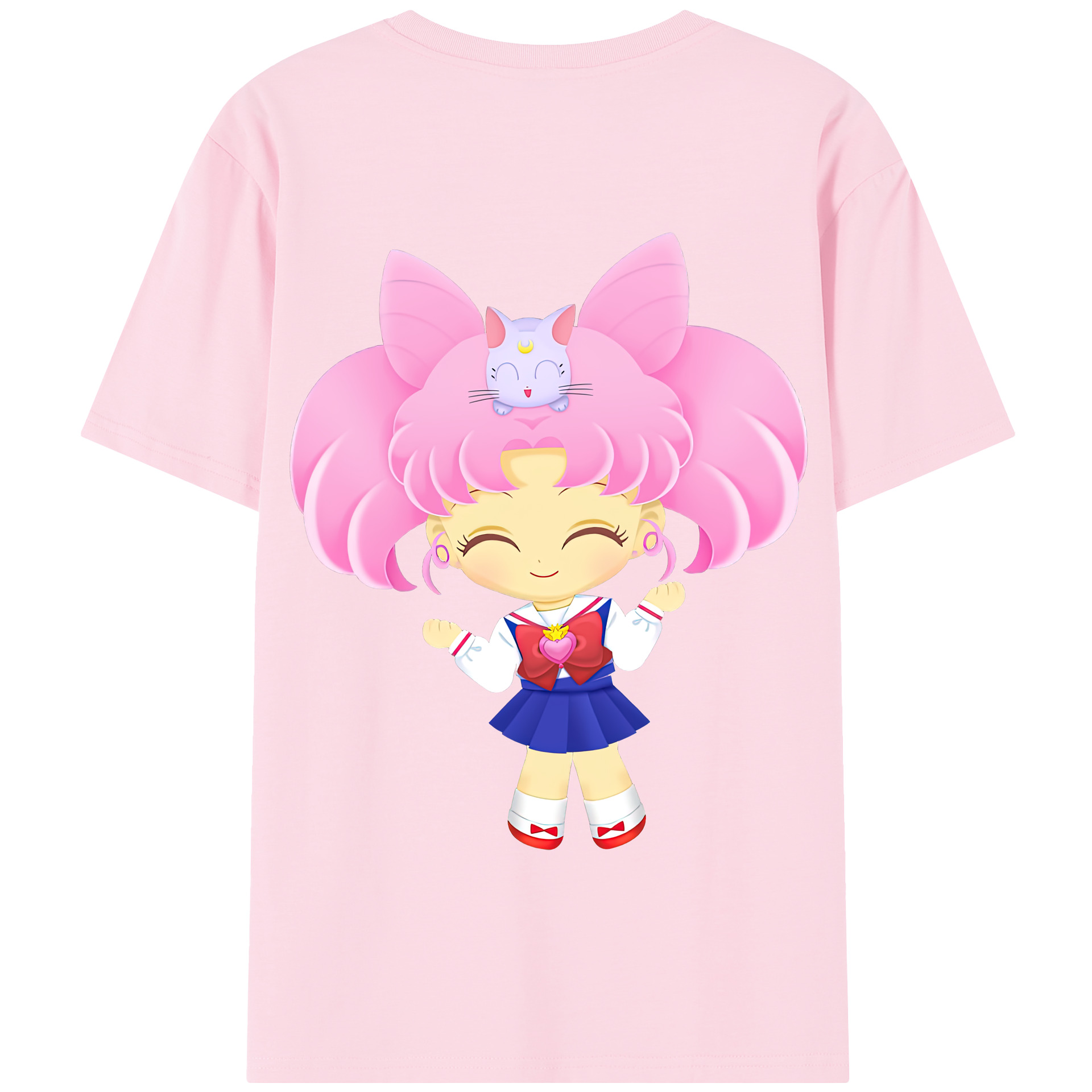 （画像用） 美少女戦士セーラームーン ちびうさ Sailor Moon Chibiusa Tsukino Usagi Small Lady Serenity 綿100％半袖Tシャツ（背面プリント）
