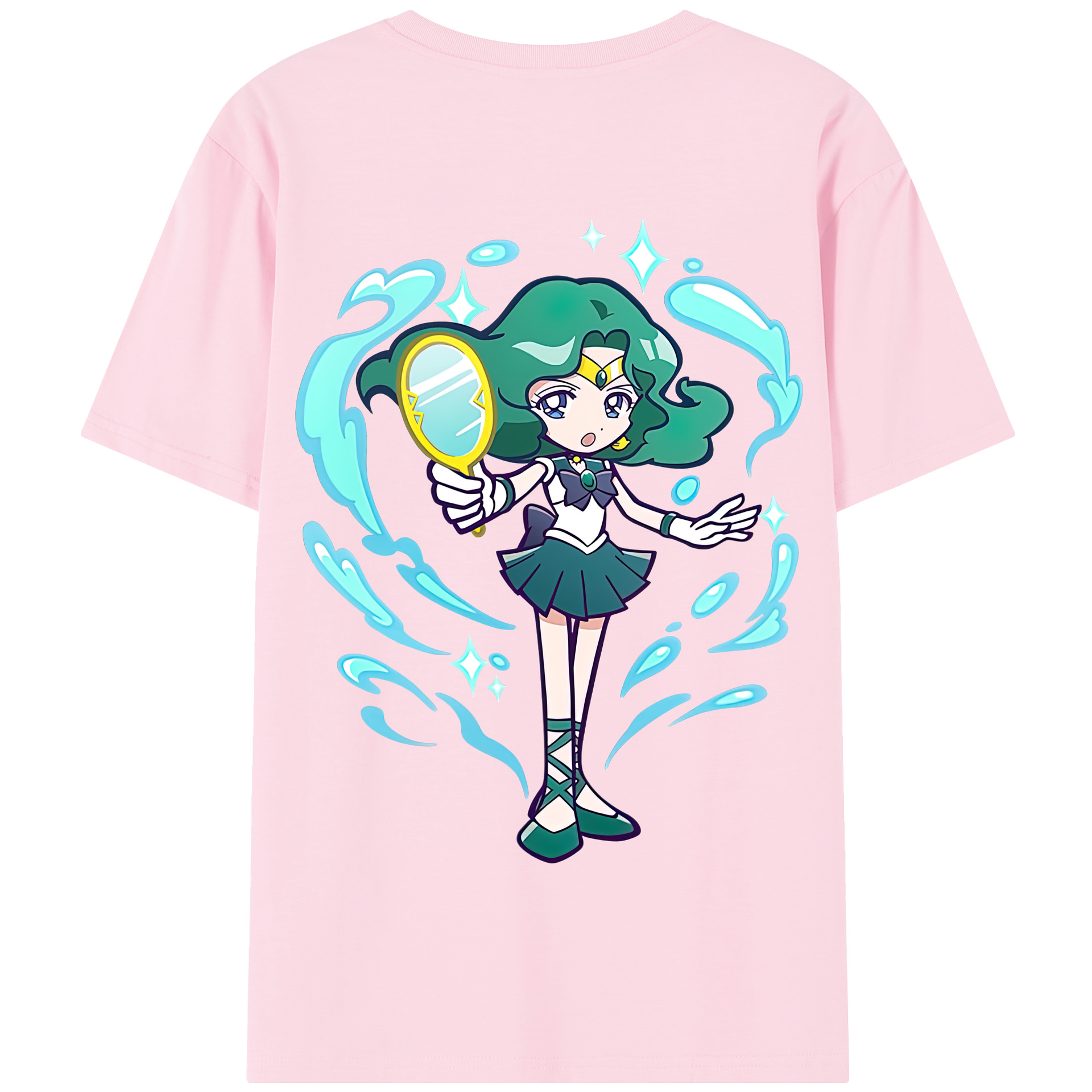 （画像用） 美少女戦士セーラームーン 海王 みちる（かいおう みちる） Sailor Moon Kaiou Michiru 綿100％半袖Tシャツ（背面プリント）