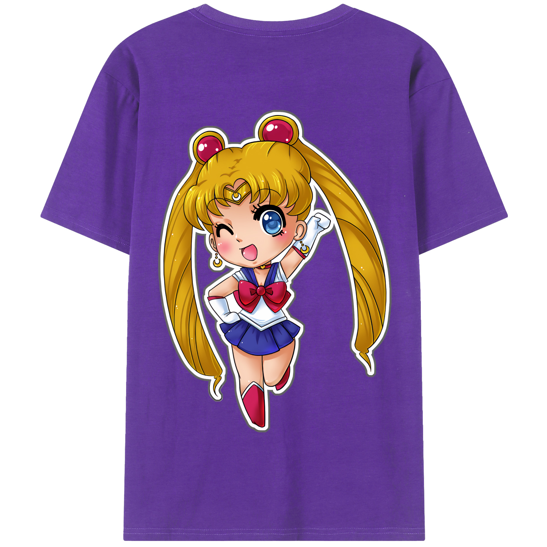 （画像用） 美少女戦士セーラームーン 月野 うさぎ つきの うさぎ Sailor Moon Tsukino Usagi 綿100％半袖Tシャツ（背面プリント）