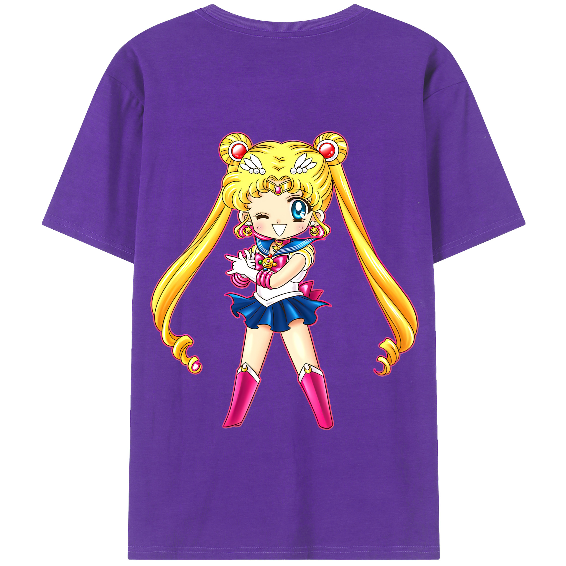 （画像用） 美少女戦士セーラームーン 月野 うさぎ つきの うさぎ Sailor Moon Tsukino Usagi 綿100％半袖Tシャツ（背面プリント）