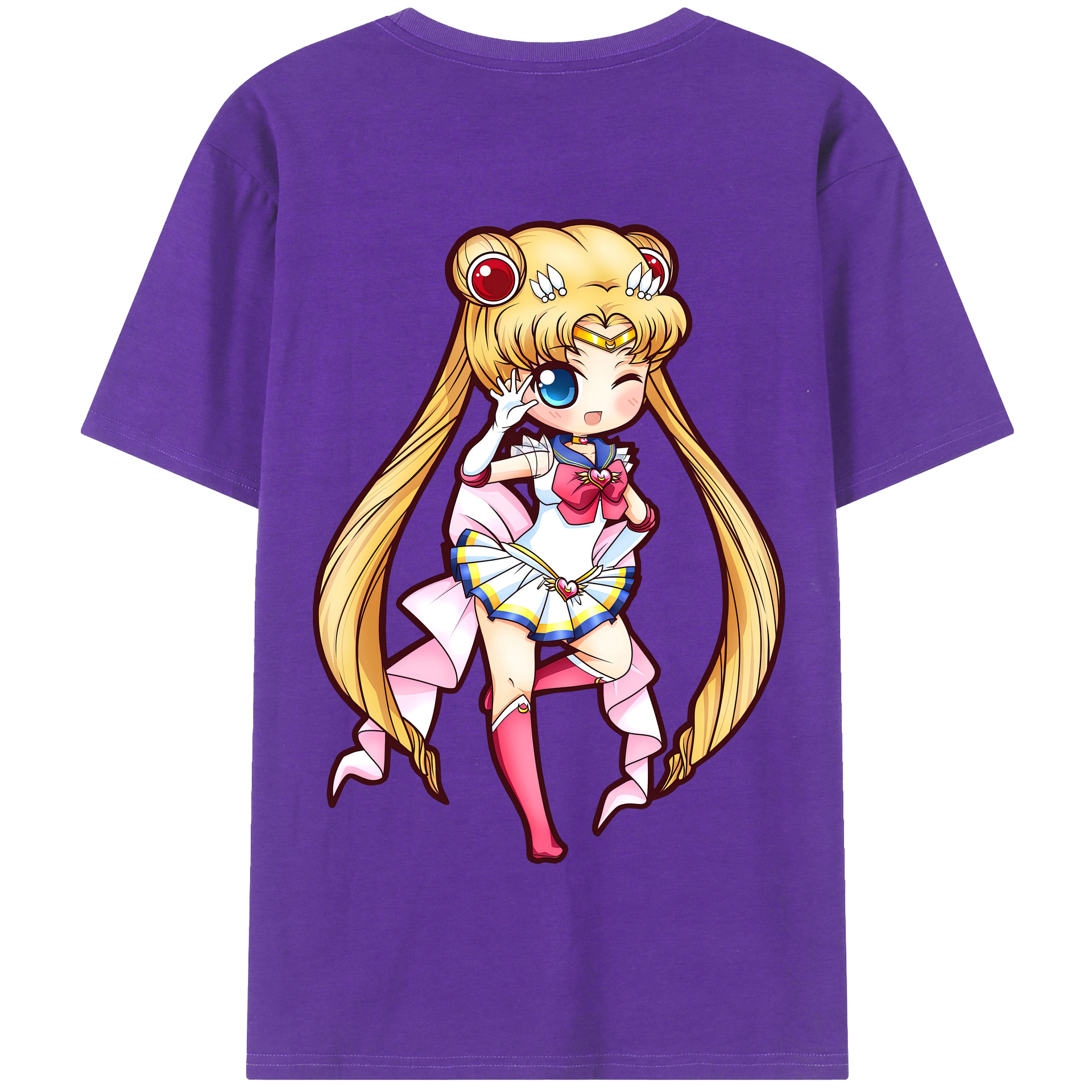 （画像用） 美少女戦士セーラームーン 月野 うさぎ つきの うさぎ Sailor Moon Tsukino Usagi 綿100％半袖Tシャツ（背面プリント）