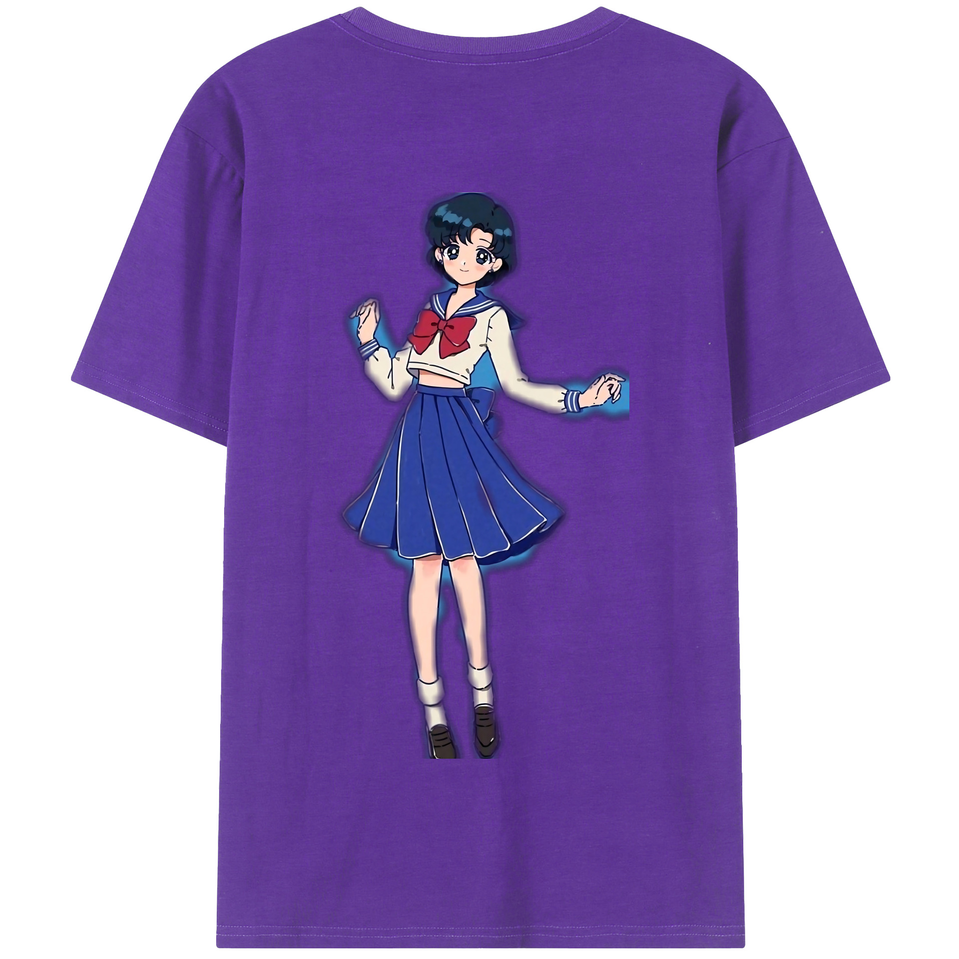 （画像用） 美少女戦士セーラームーン 水野 亜美 みずの あみ Sailor Moon Mizuno Ami 綿100％半袖Tシャツ（背面プリント）