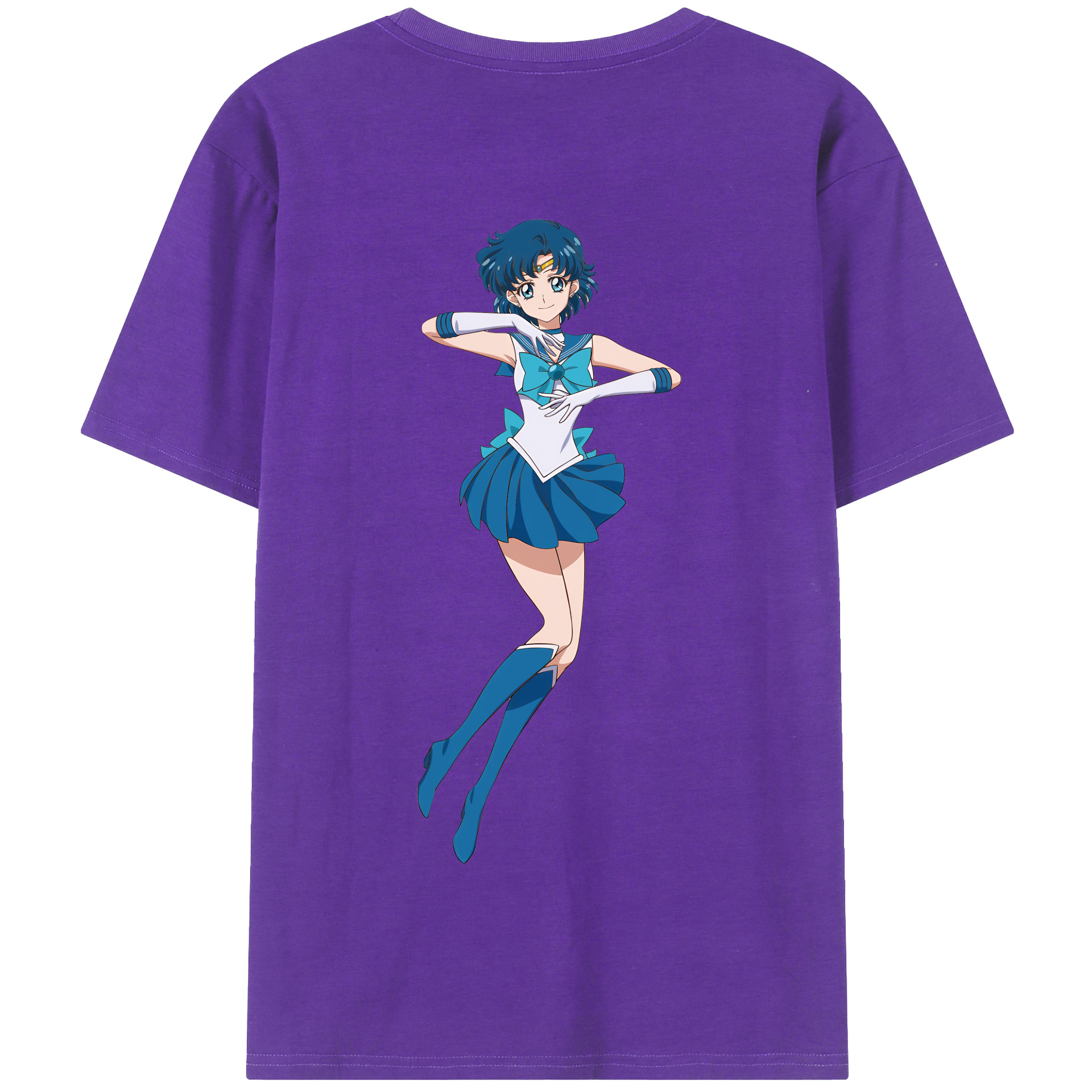 （画像用） 美少女戦士セーラームーン 水野 亜美 みずの あみ Sailor Moon Mizuno Ami 綿100％半袖Tシャツ（背面プリント）
