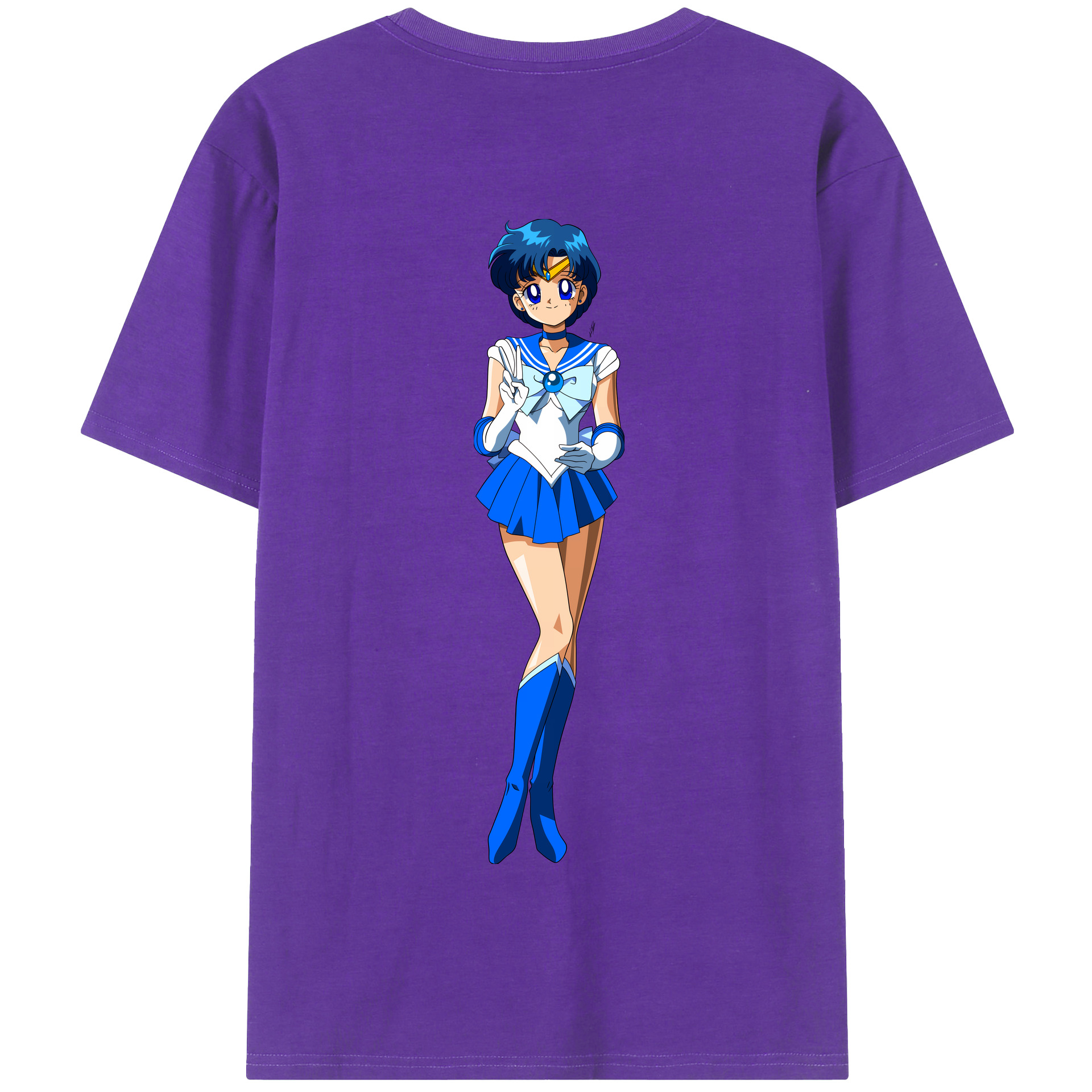 （画像用） 美少女戦士セーラームーン 水野 亜美 みずの あみ Sailor Moon Mizuno Ami 綿100％半袖Tシャツ（背面プリント）