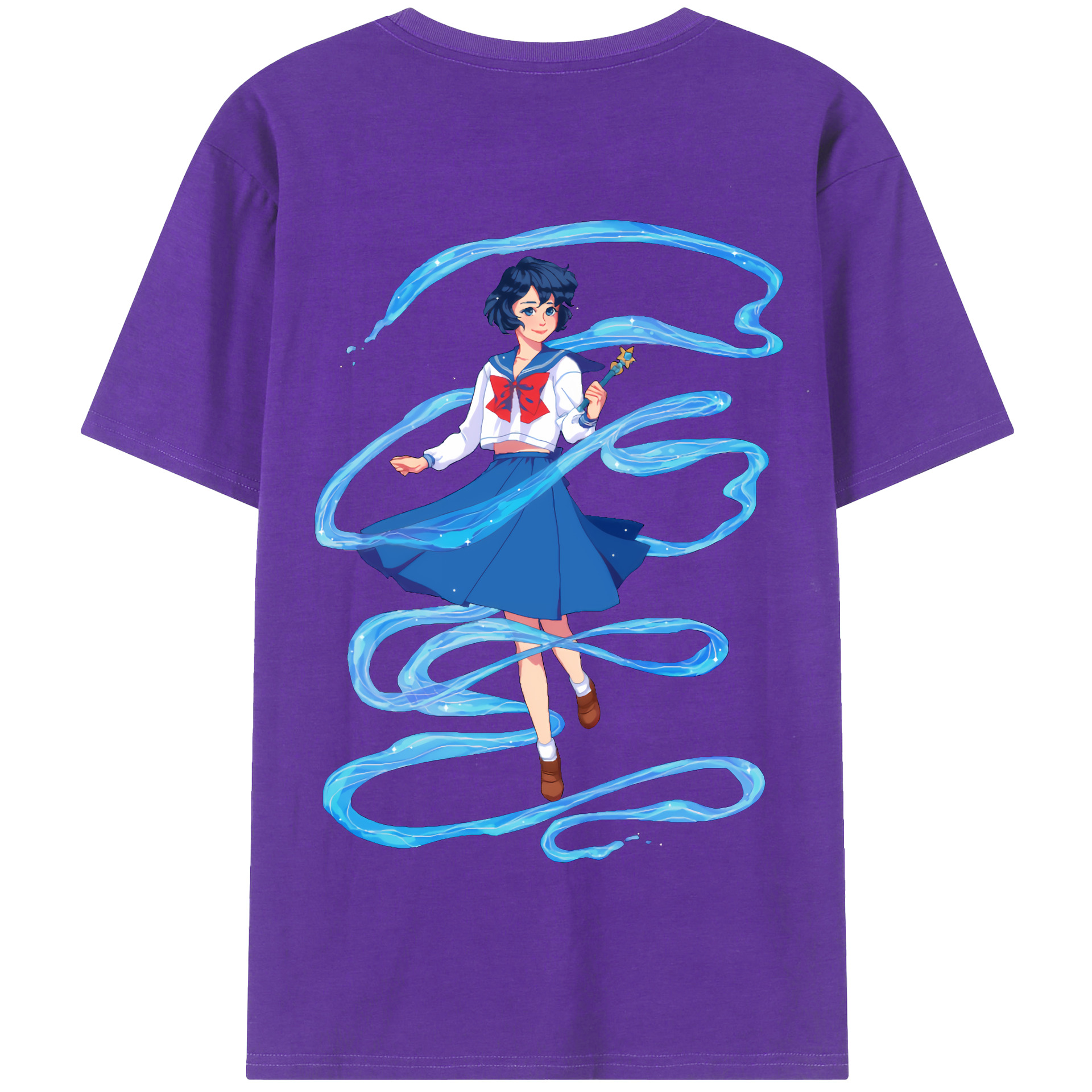 （画像用） 美少女戦士セーラームーン 水野 亜美 みずの あみ Sailor Moon Mizuno Ami 綿100％半袖Tシャツ（背面プリント）
