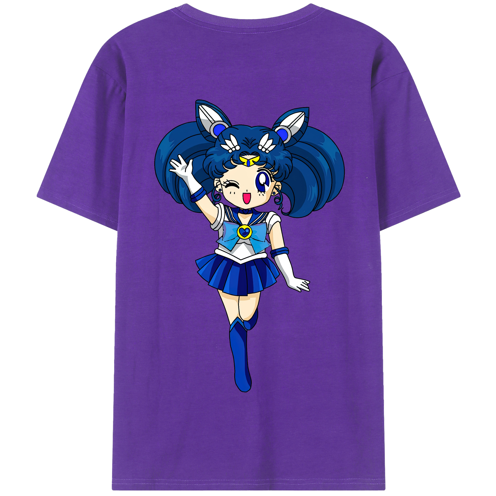 （画像用） 美少女戦士セーラームーン 水野 亜美 みずの あみ Sailor Moon Mizuno Ami 綿100％半袖Tシャツ（背面プリント）