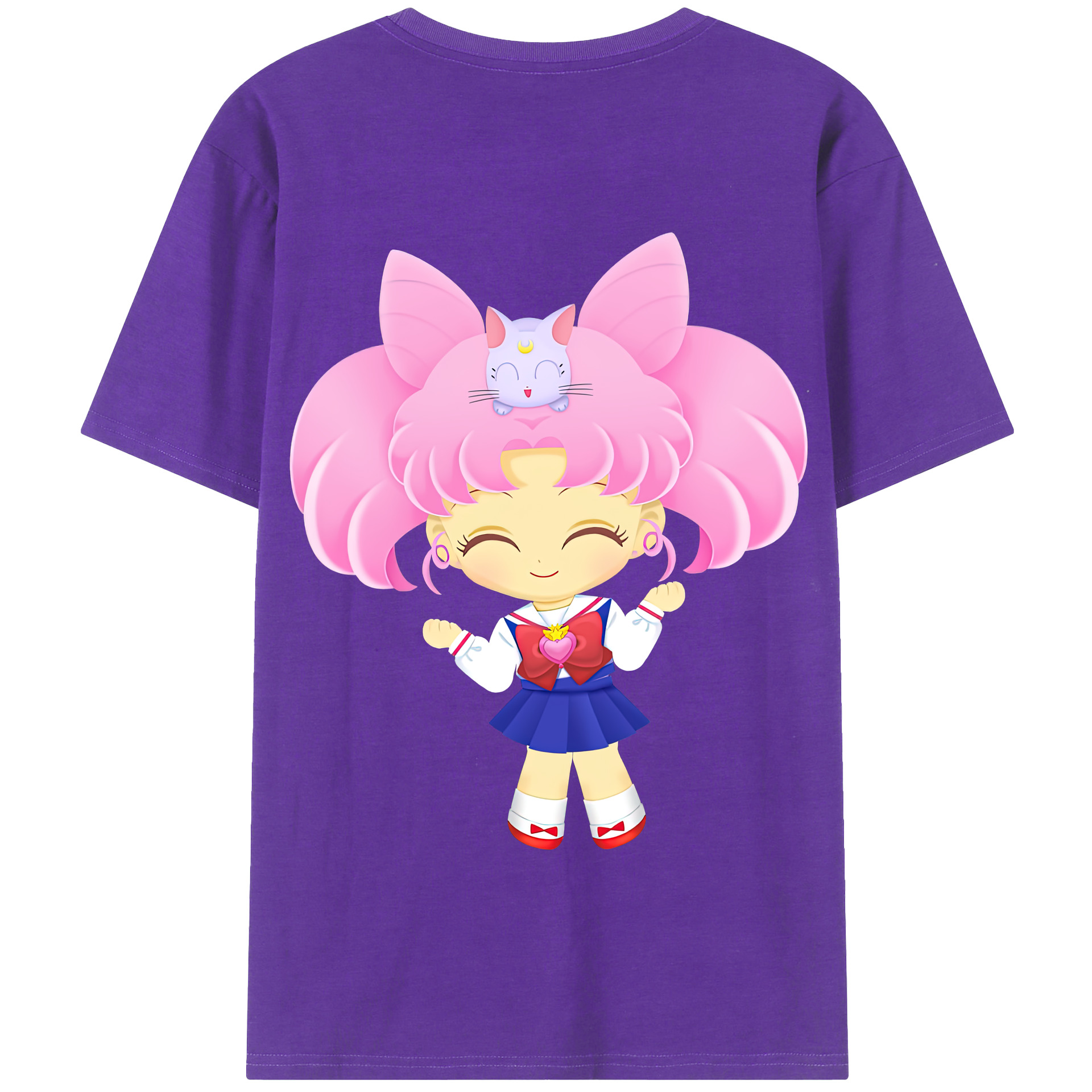 （画像用） 美少女戦士セーラームーン ちびうさ Sailor Moon Chibiusa Tsukino Usagi Small Lady Serenity 綿100％半袖Tシャツ（背面プリント）