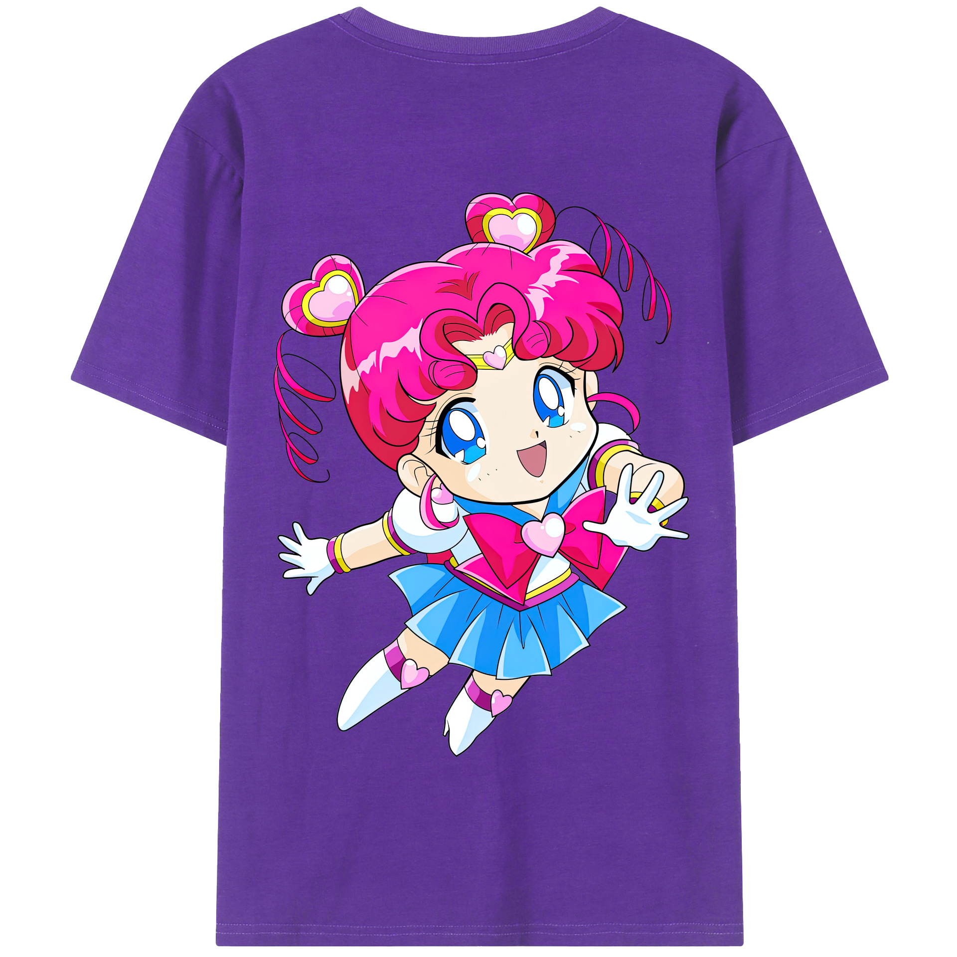 （画像用） 美少女戦士セーラームーン ちびうさ Sailor Moon Chibiusa Tsukino Usagi Small Lady Serenity 綿100％半袖Tシャツ（背面プリント）