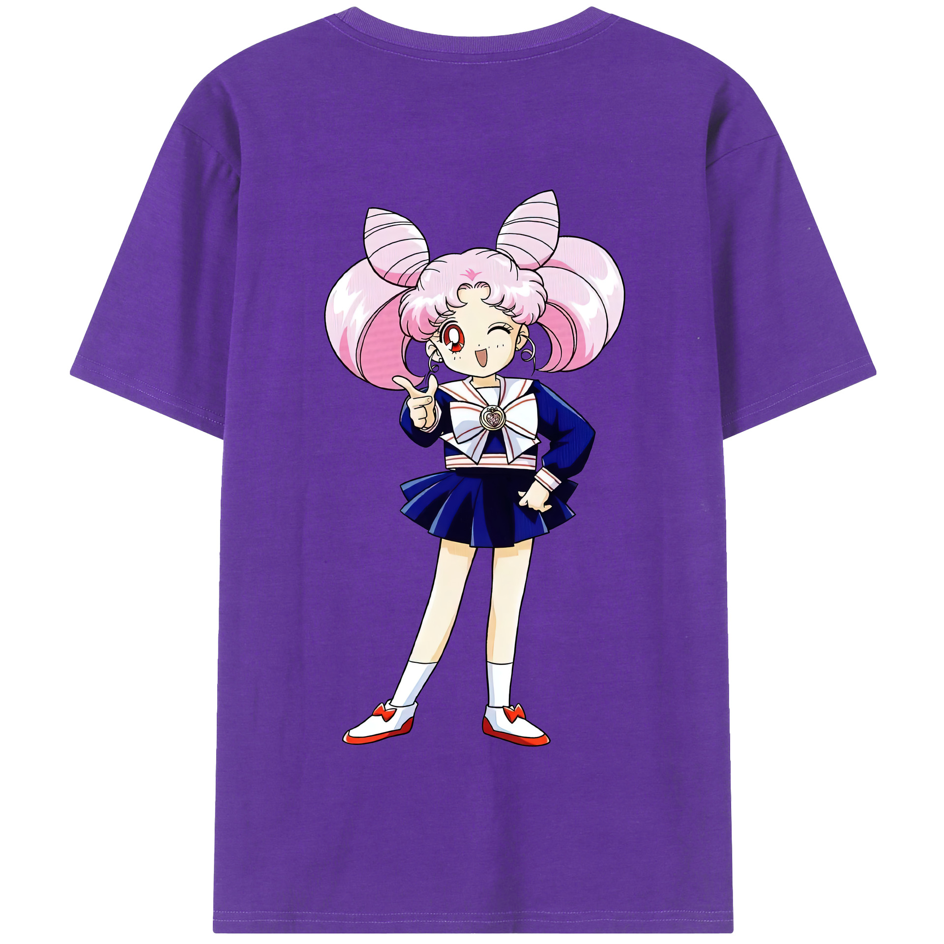 （画像用） 美少女戦士セーラームーン ちびうさ Sailor Moon Chibiusa Tsukino Usagi Small Lady Serenity 綿100％半袖Tシャツ（背面プリント）