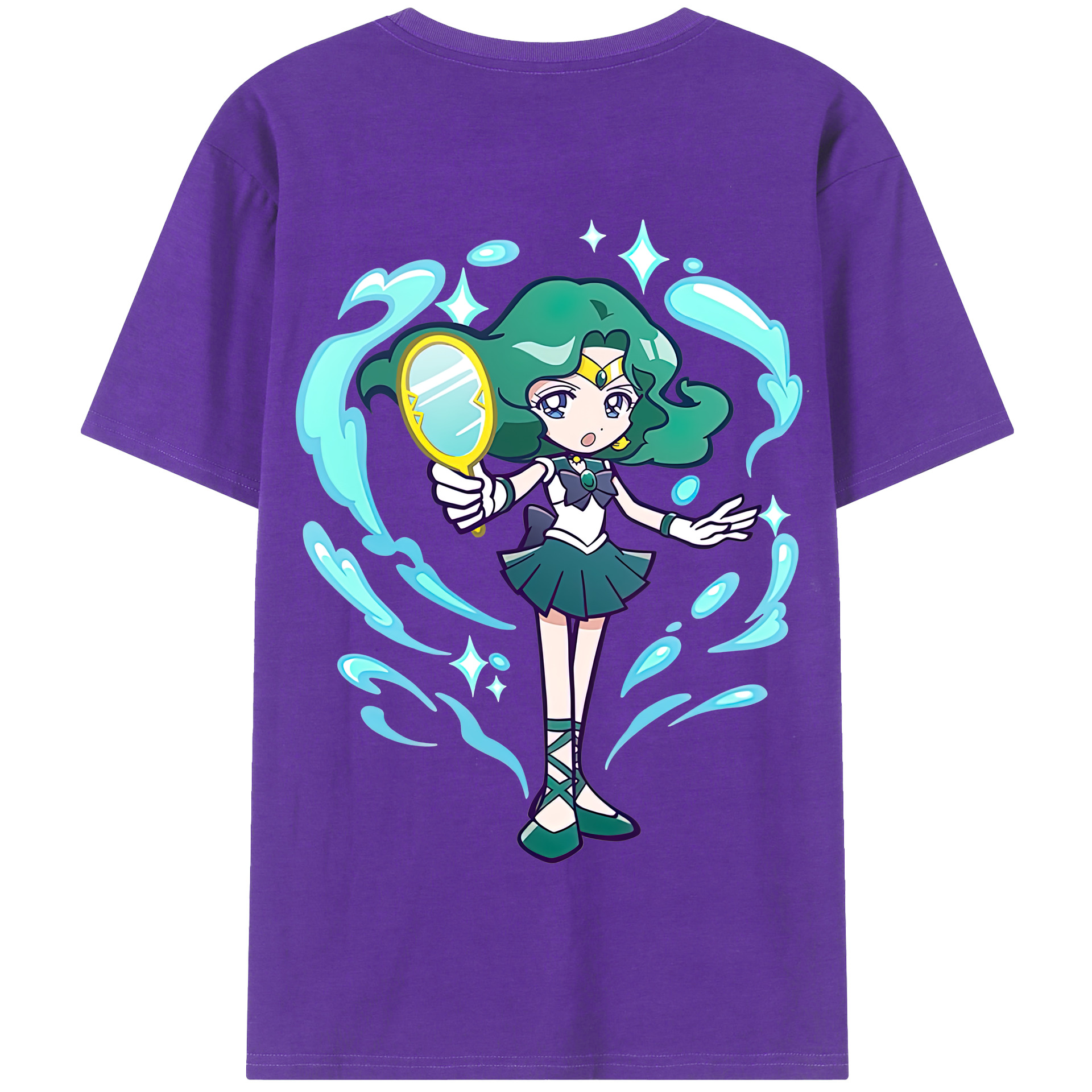 （画像用） 美少女戦士セーラームーン 海王 みちる（かいおう みちる） Sailor Moon Kaiou Michiru 綿100％半袖Tシャツ（背面プリント）