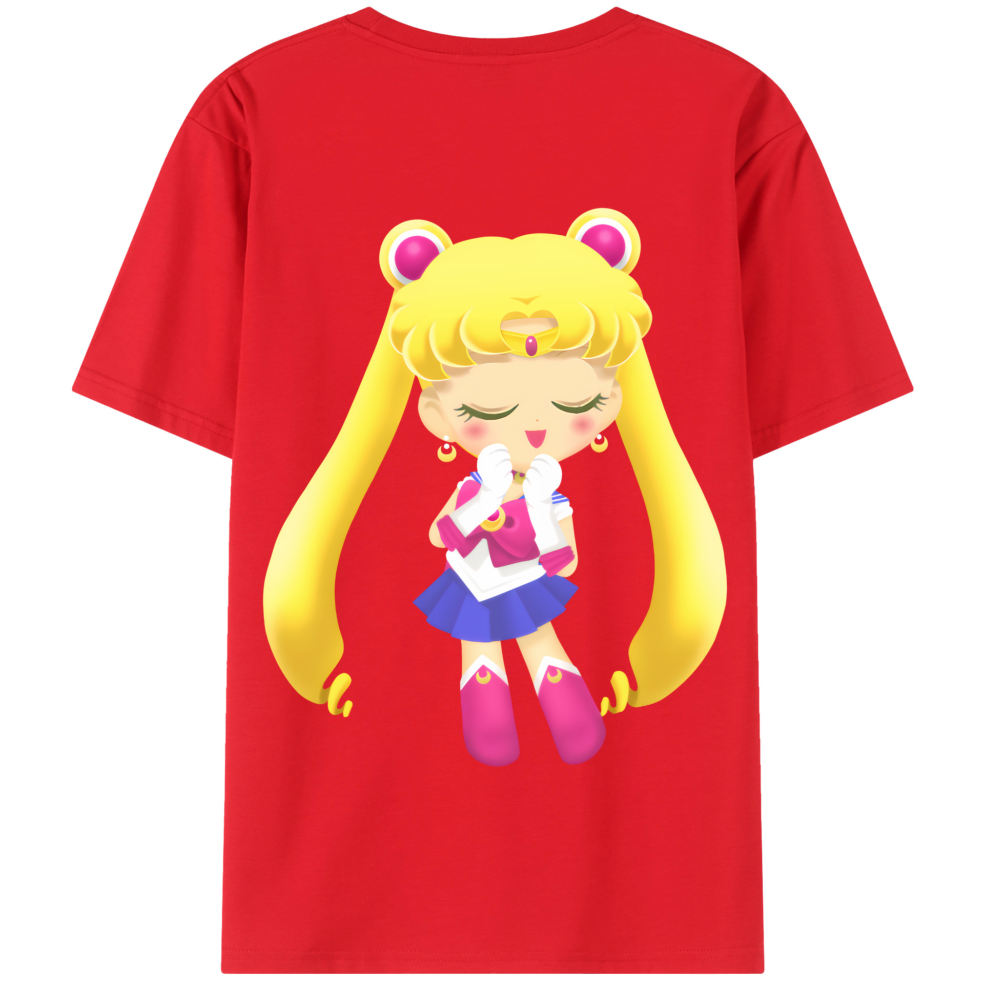 （画像用） 美少女戦士セーラームーン 月野 うさぎ つきの うさぎ Sailor Moon Tsukino Usagi 綿100％半袖Tシャツ（背面プリント）