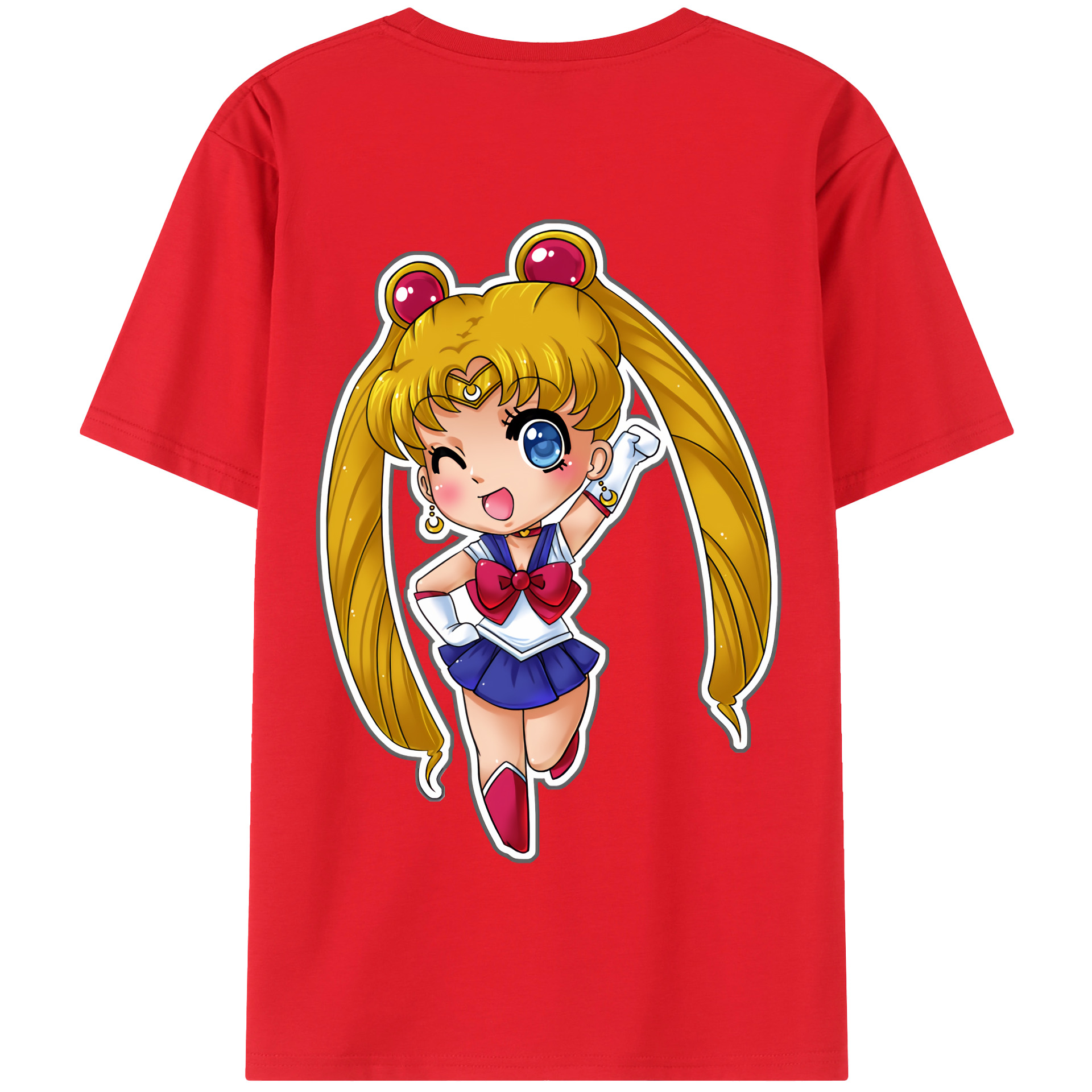 （画像用） 美少女戦士セーラームーン 月野 うさぎ つきの うさぎ Sailor Moon Tsukino Usagi 綿100％半袖Tシャツ（背面プリント）