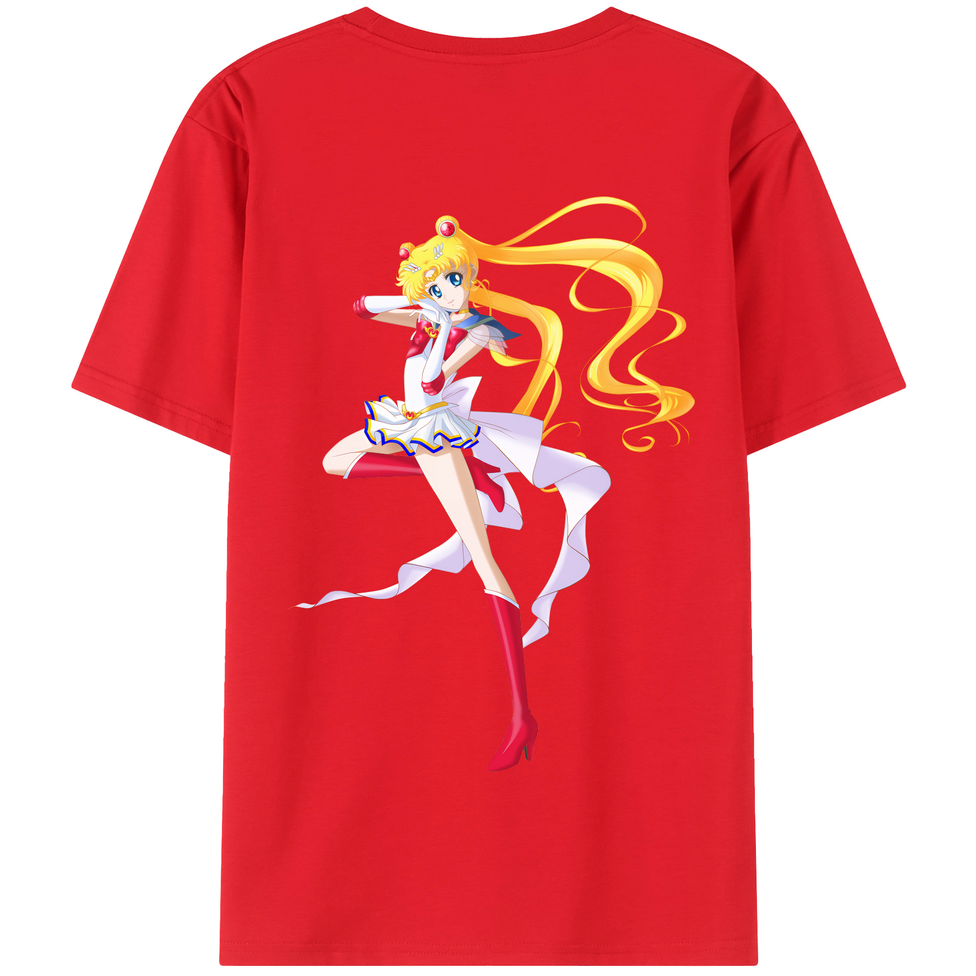 （画像用） 美少女戦士セーラームーン 月野 うさぎ つきの うさぎ Sailor Moon Tsukino Usagi 綿100％半袖Tシャツ（背面プリント）