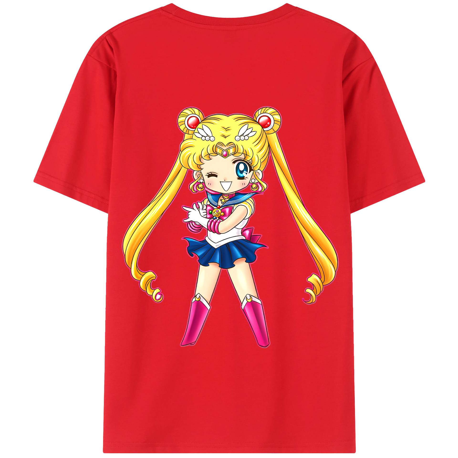 （画像用） 美少女戦士セーラームーン 月野 うさぎ つきの うさぎ Sailor Moon Tsukino Usagi 綿100％半袖Tシャツ（背面プリント）