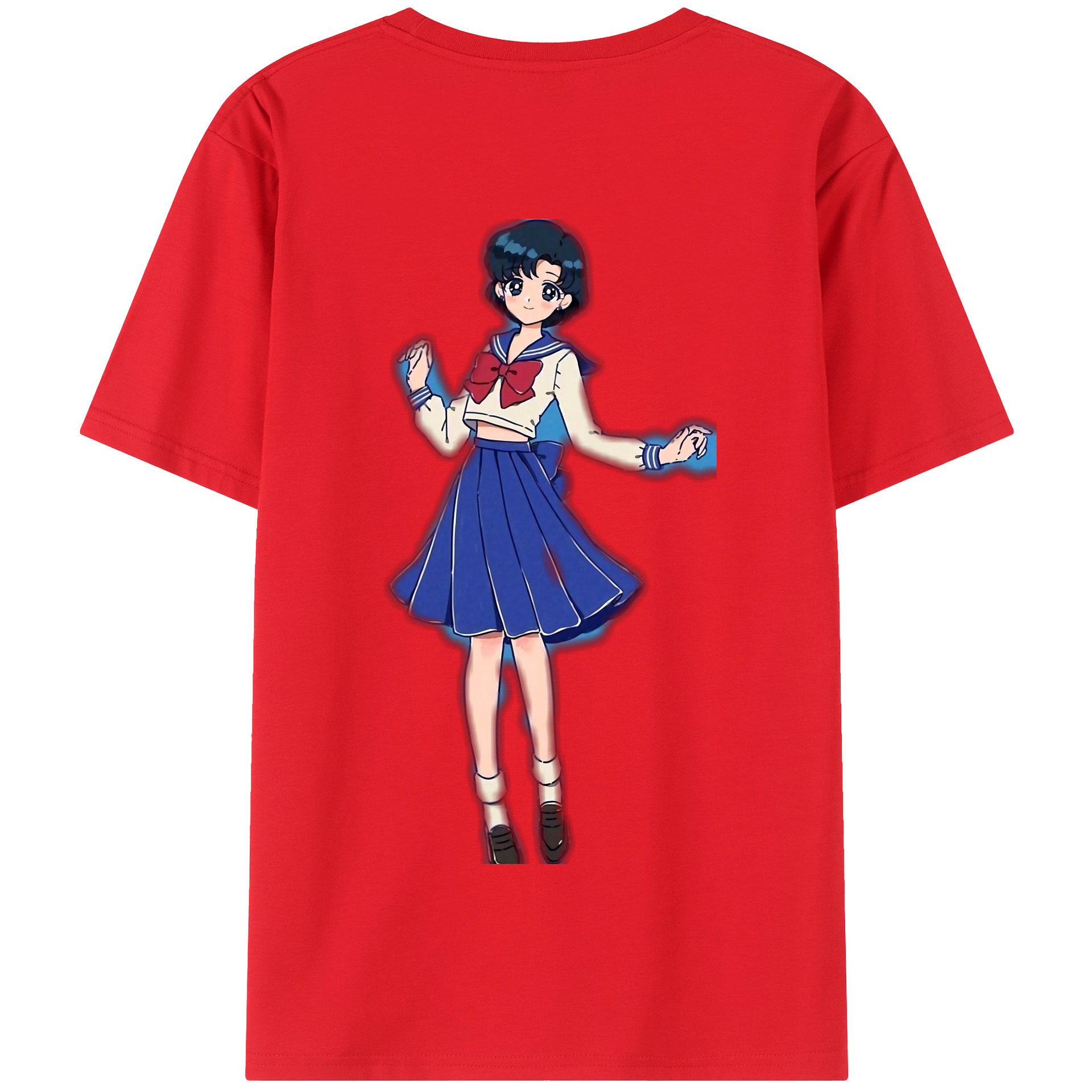（画像用） 美少女戦士セーラームーン 水野 亜美 みずの あみ Sailor Moon Mizuno Ami 綿100％半袖Tシャツ（背面プリント）