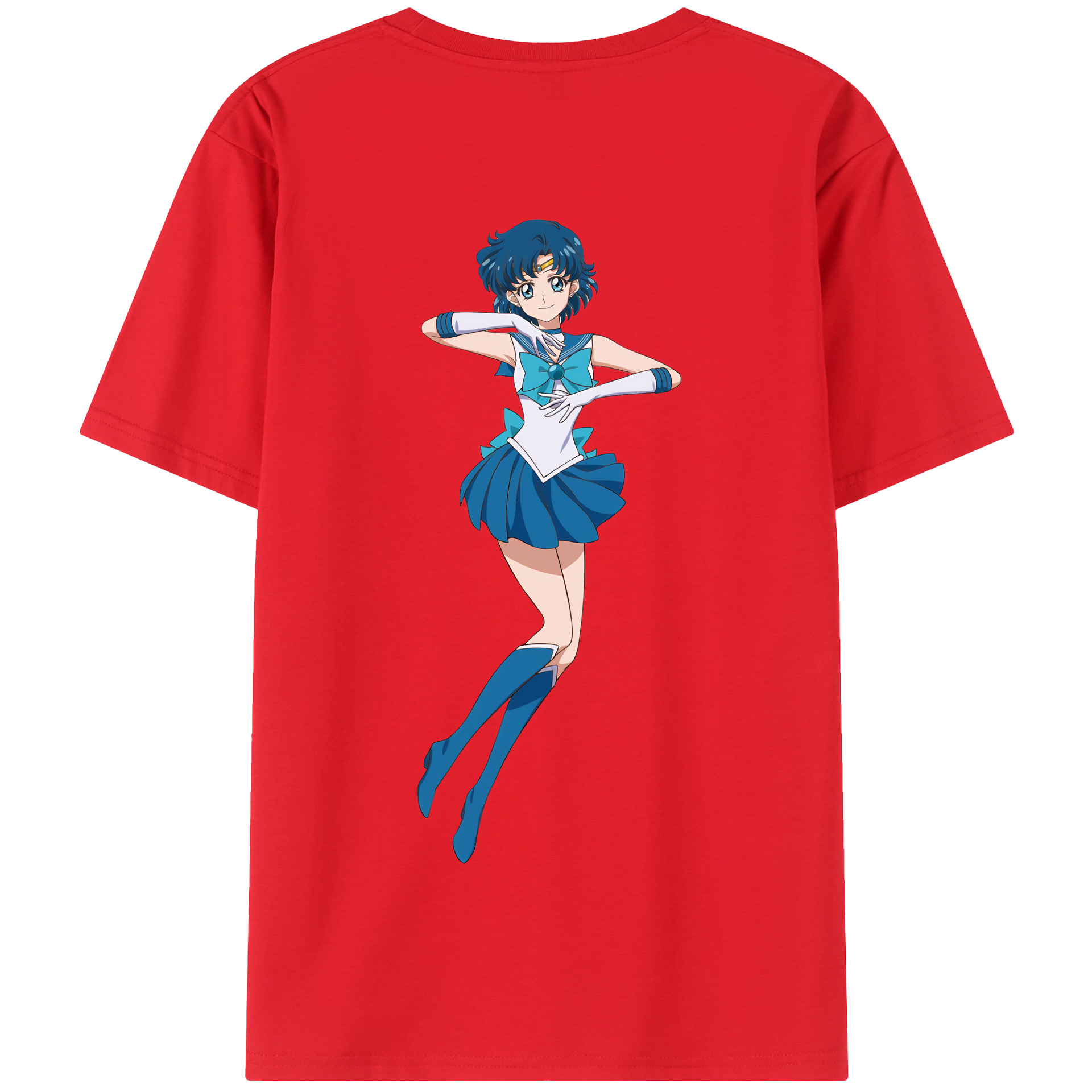 （画像用） 美少女戦士セーラームーン 水野 亜美 みずの あみ Sailor Moon Mizuno Ami 綿100％半袖Tシャツ（背面プリント）