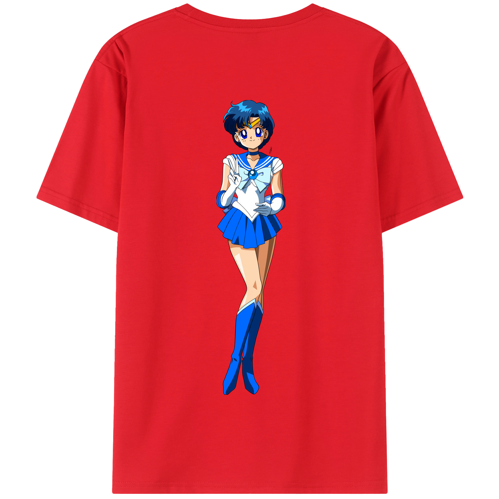 （画像用） 美少女戦士セーラームーン 水野 亜美 みずの あみ Sailor Moon Mizuno Ami 綿100％半袖Tシャツ（背面プリント）