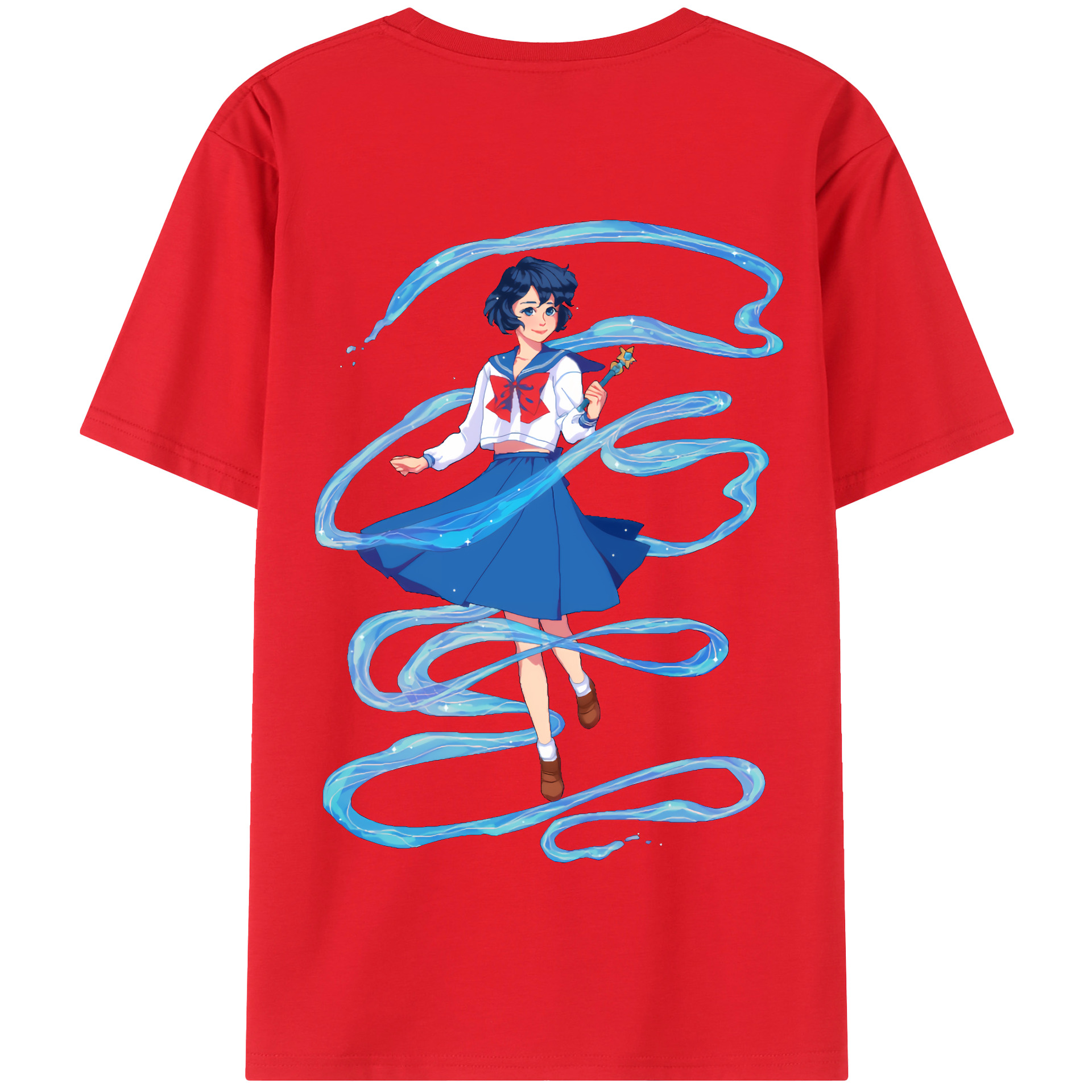（画像用） 美少女戦士セーラームーン 水野 亜美 みずの あみ Sailor Moon Mizuno Ami 綿100％半袖Tシャツ（背面プリント）