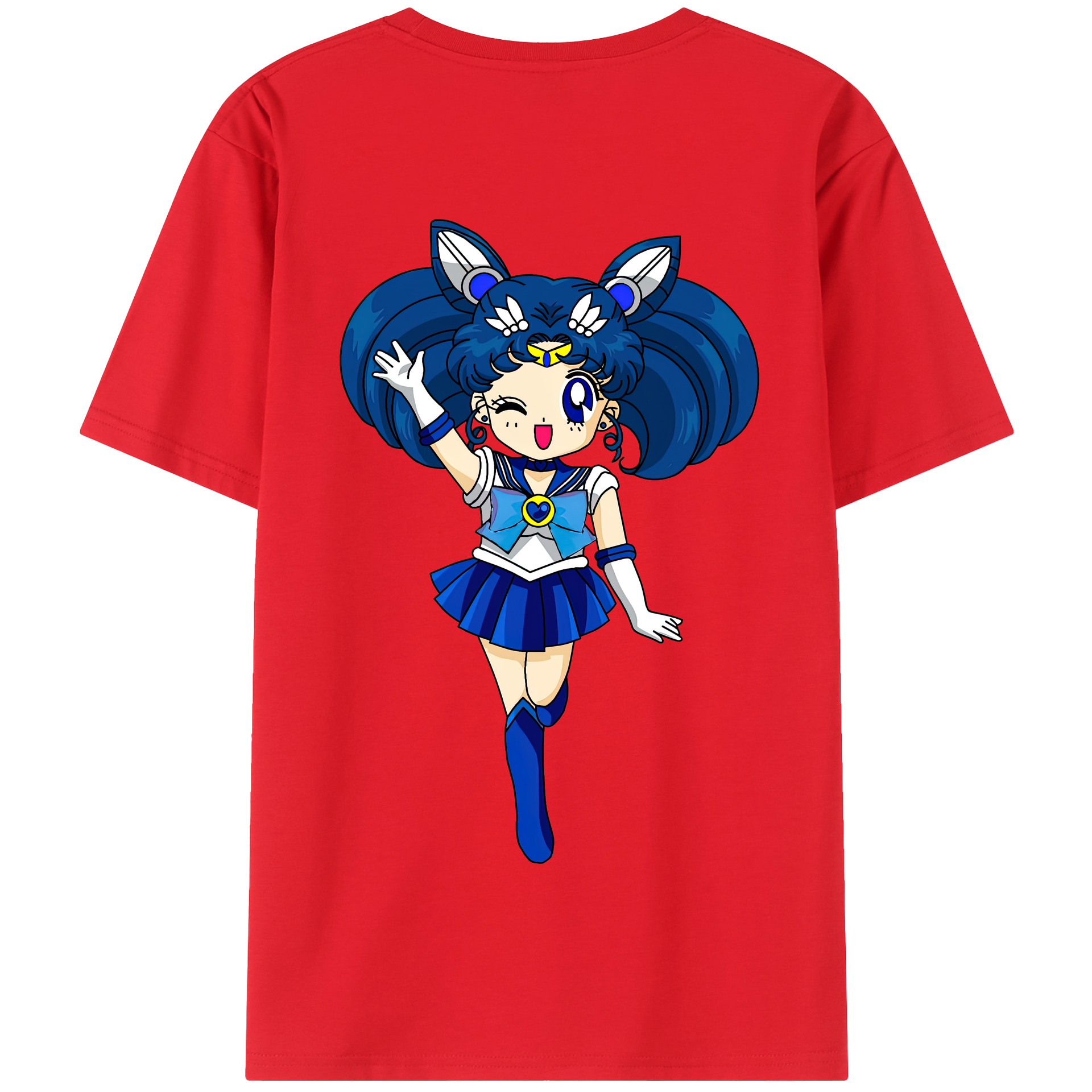 （画像用） 美少女戦士セーラームーン 水野 亜美 みずの あみ Sailor Moon Mizuno Ami 綿100％半袖Tシャツ（背面プリント）