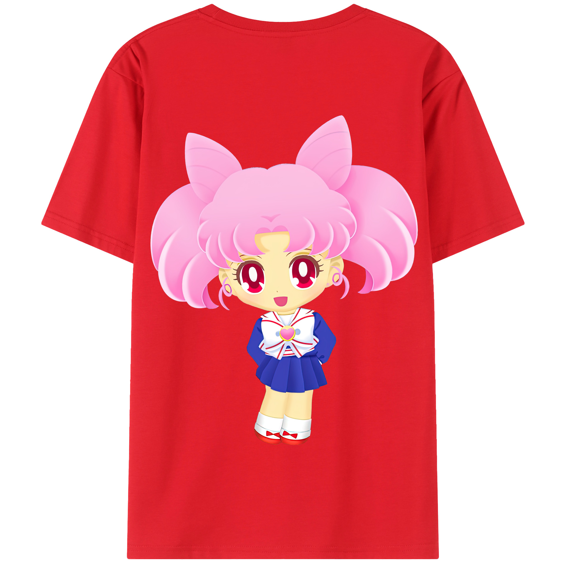 （画像用） 美少女戦士セーラームーン ちびうさ Sailor Moon Chibiusa Tsukino Usagi Small Lady Serenity 綿100％半袖Tシャツ（背面プリント）