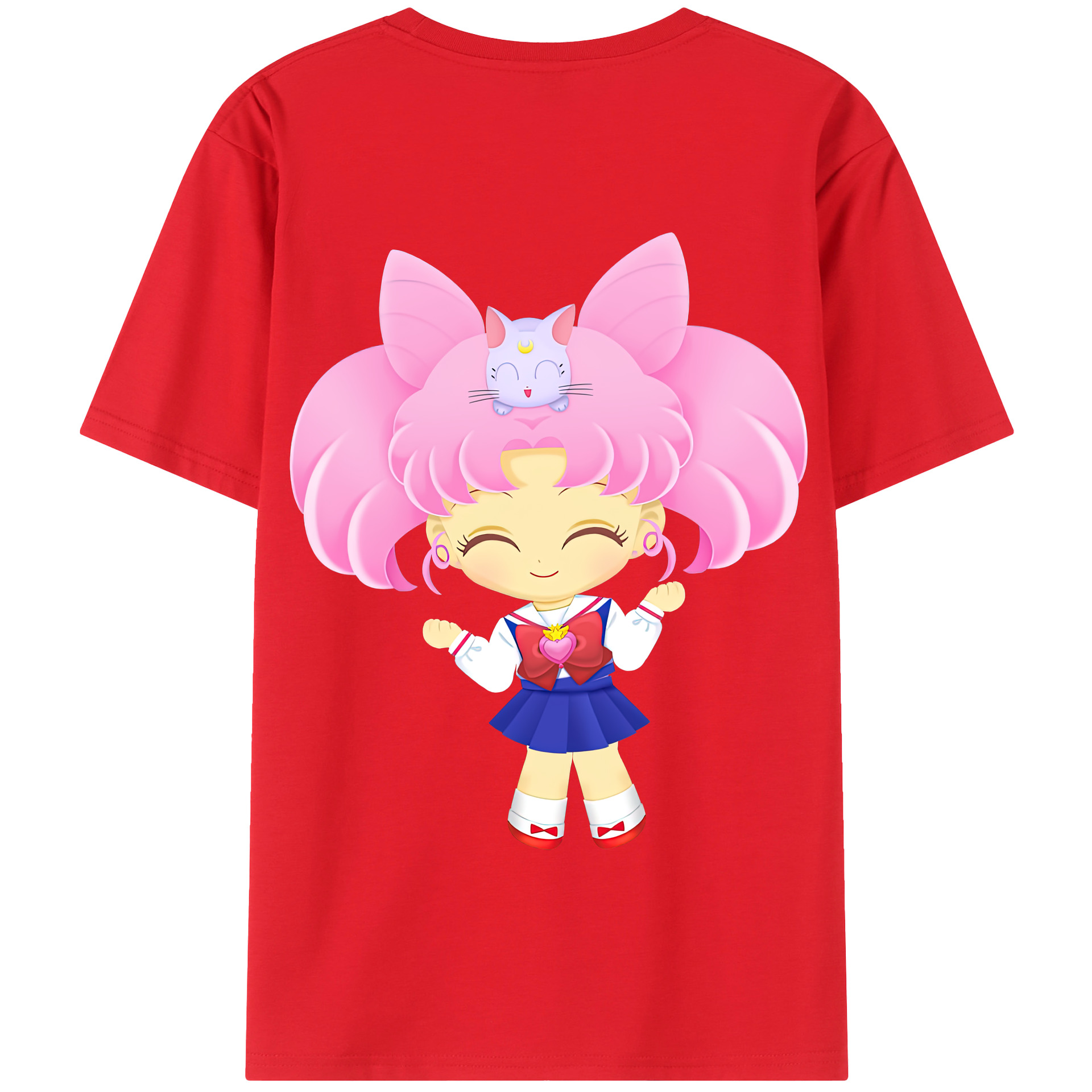 （画像用） 美少女戦士セーラームーン ちびうさ Sailor Moon Chibiusa Tsukino Usagi Small Lady Serenity 綿100％半袖Tシャツ（背面プリント）