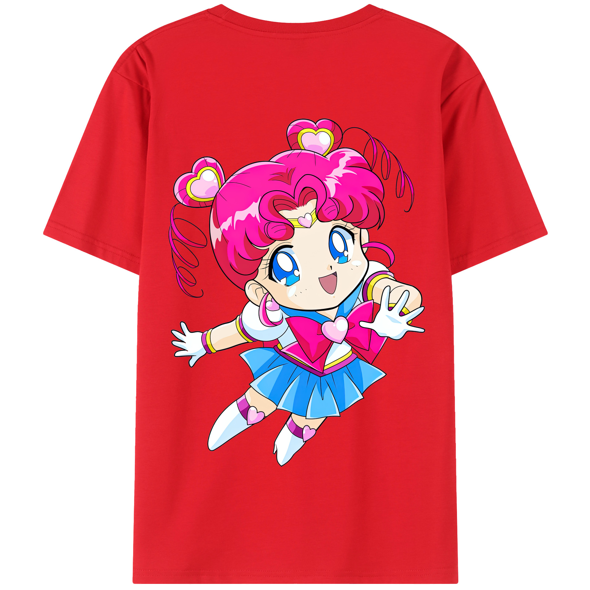 （画像用） 美少女戦士セーラームーン ちびうさ Sailor Moon Chibiusa Tsukino Usagi Small Lady Serenity 綿100％半袖Tシャツ（背面プリント）
