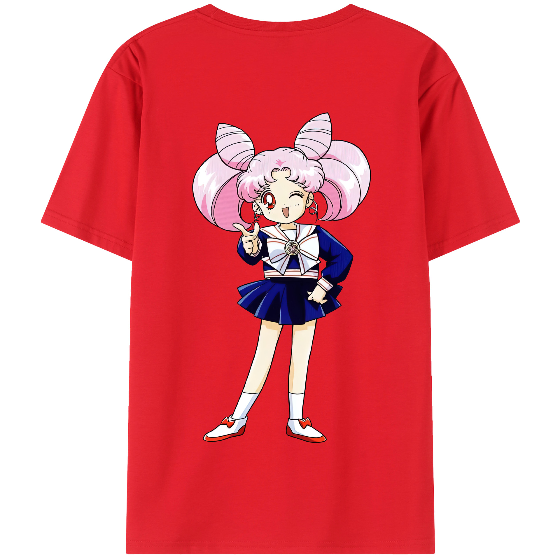 （画像用） 美少女戦士セーラームーン ちびうさ Sailor Moon Chibiusa Tsukino Usagi Small Lady Serenity 綿100％半袖Tシャツ（背面プリント）