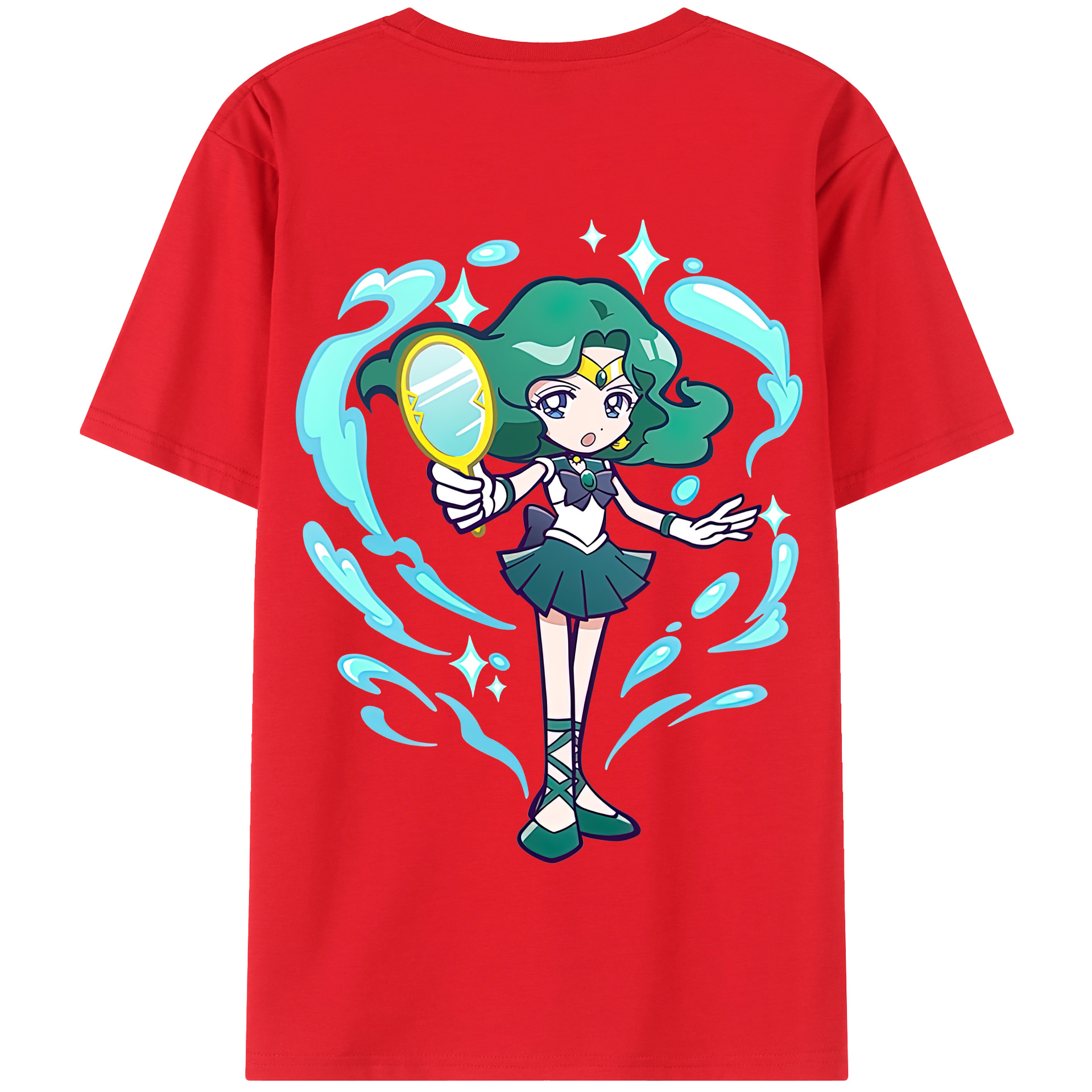 （画像用） 美少女戦士セーラームーン 海王 みちる（かいおう みちる） Sailor Moon Kaiou Michiru 綿100％半袖Tシャツ（背面プリント）