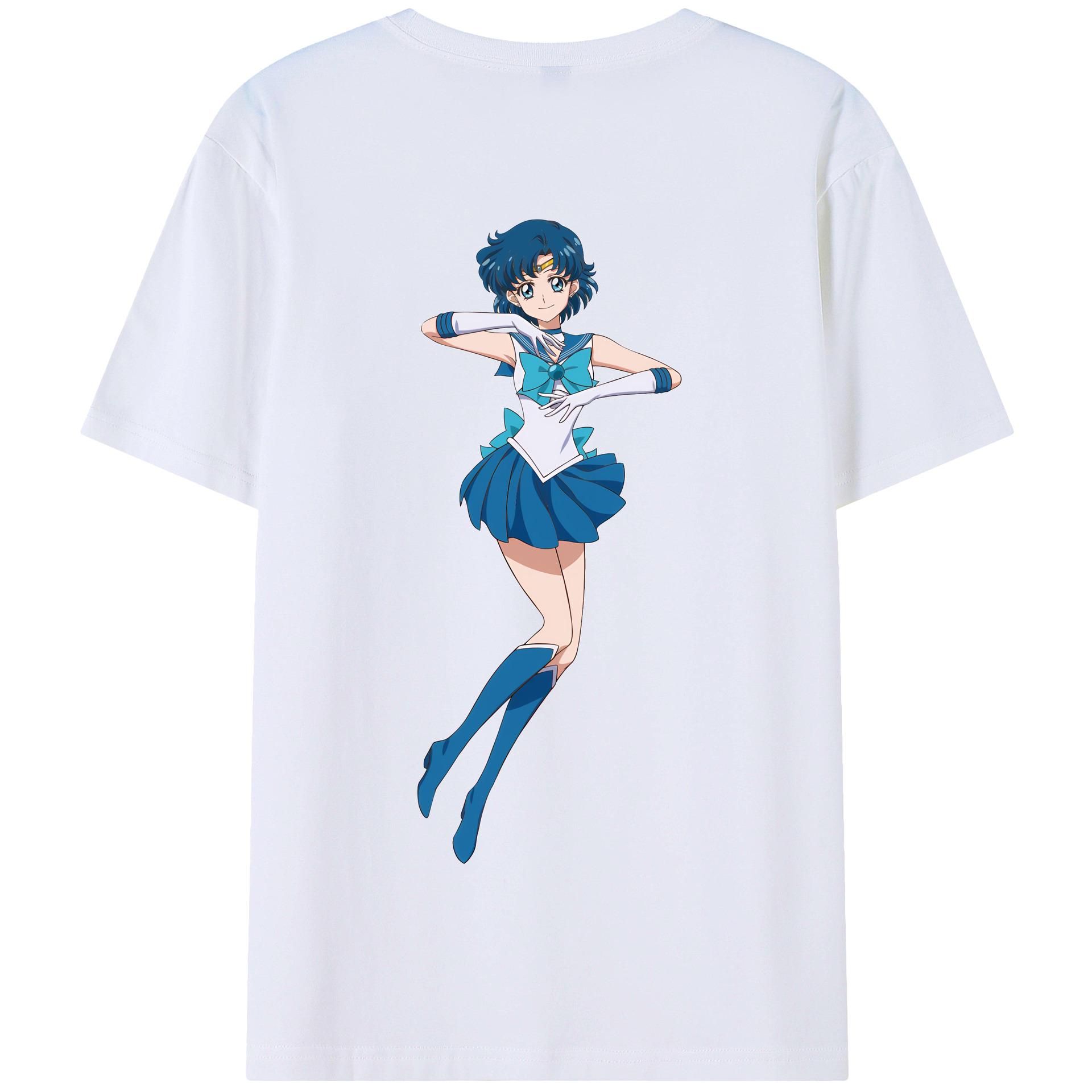 （画像用） 美少女戦士セーラームーン 水野 亜美 みずの あみ Sailor Moon Mizuno Ami 綿100％半袖Tシャツ（背面プリント）