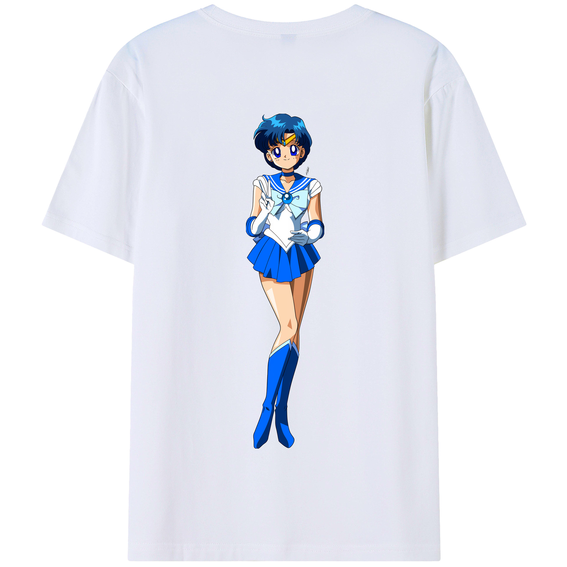 （画像用） 美少女戦士セーラームーン 水野 亜美 みずの あみ Sailor Moon Mizuno Ami 綿100％半袖Tシャツ（背面プリント）