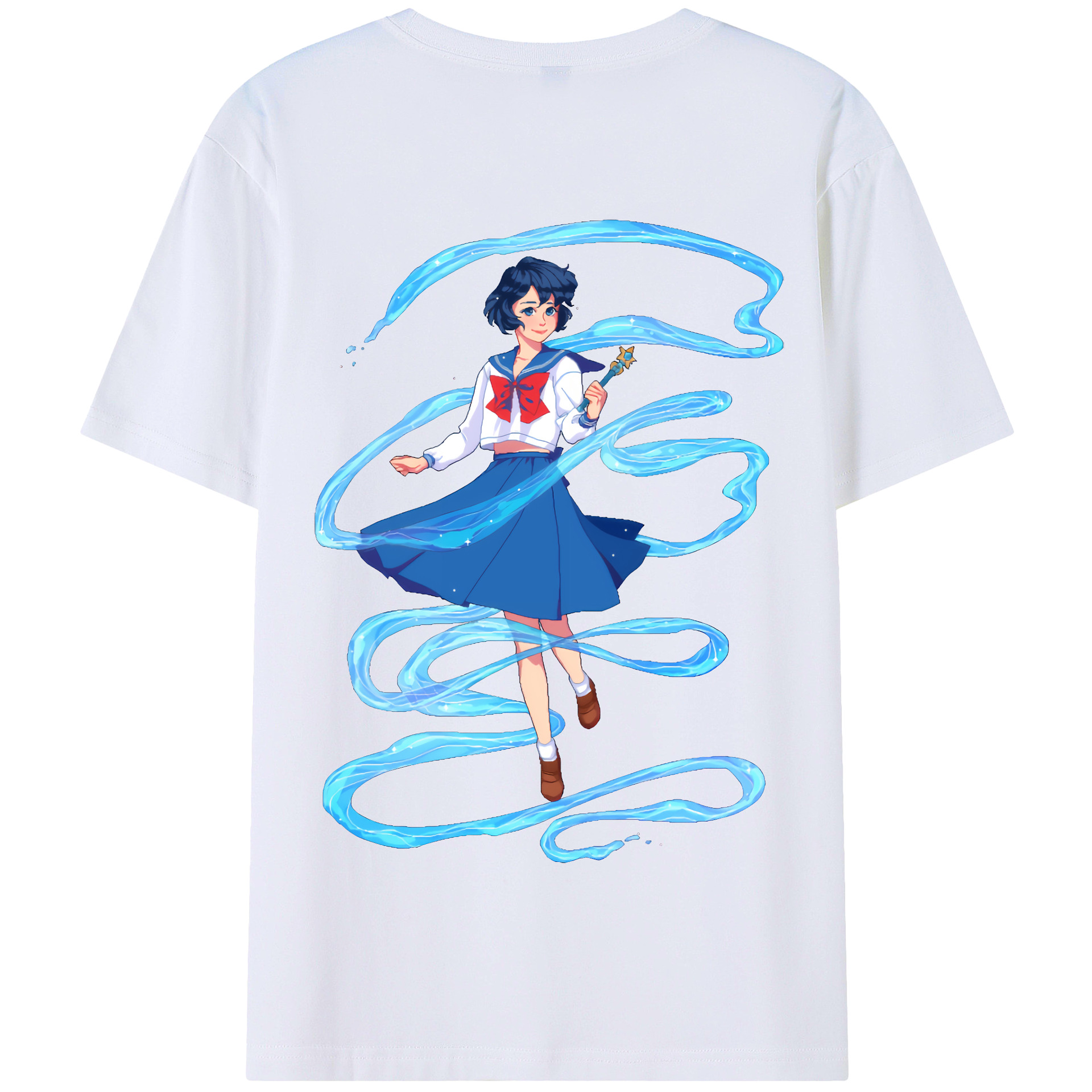 （画像用） 美少女戦士セーラームーン 水野 亜美 みずの あみ Sailor Moon Mizuno Ami 綿100％半袖Tシャツ（背面プリント）