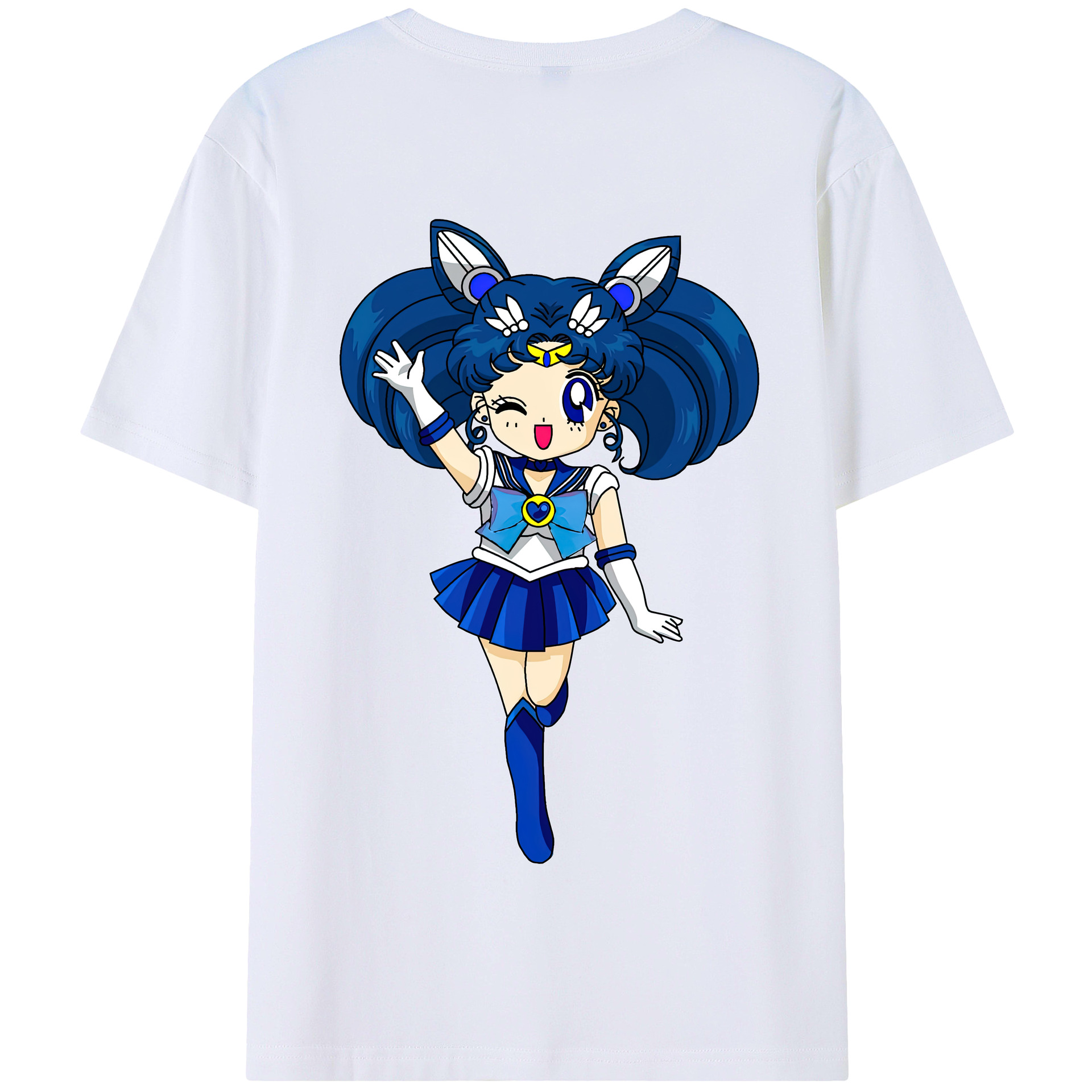 （画像用） 美少女戦士セーラームーン 水野 亜美 みずの あみ Sailor Moon Mizuno Ami 綿100％半袖Tシャツ（背面プリント）