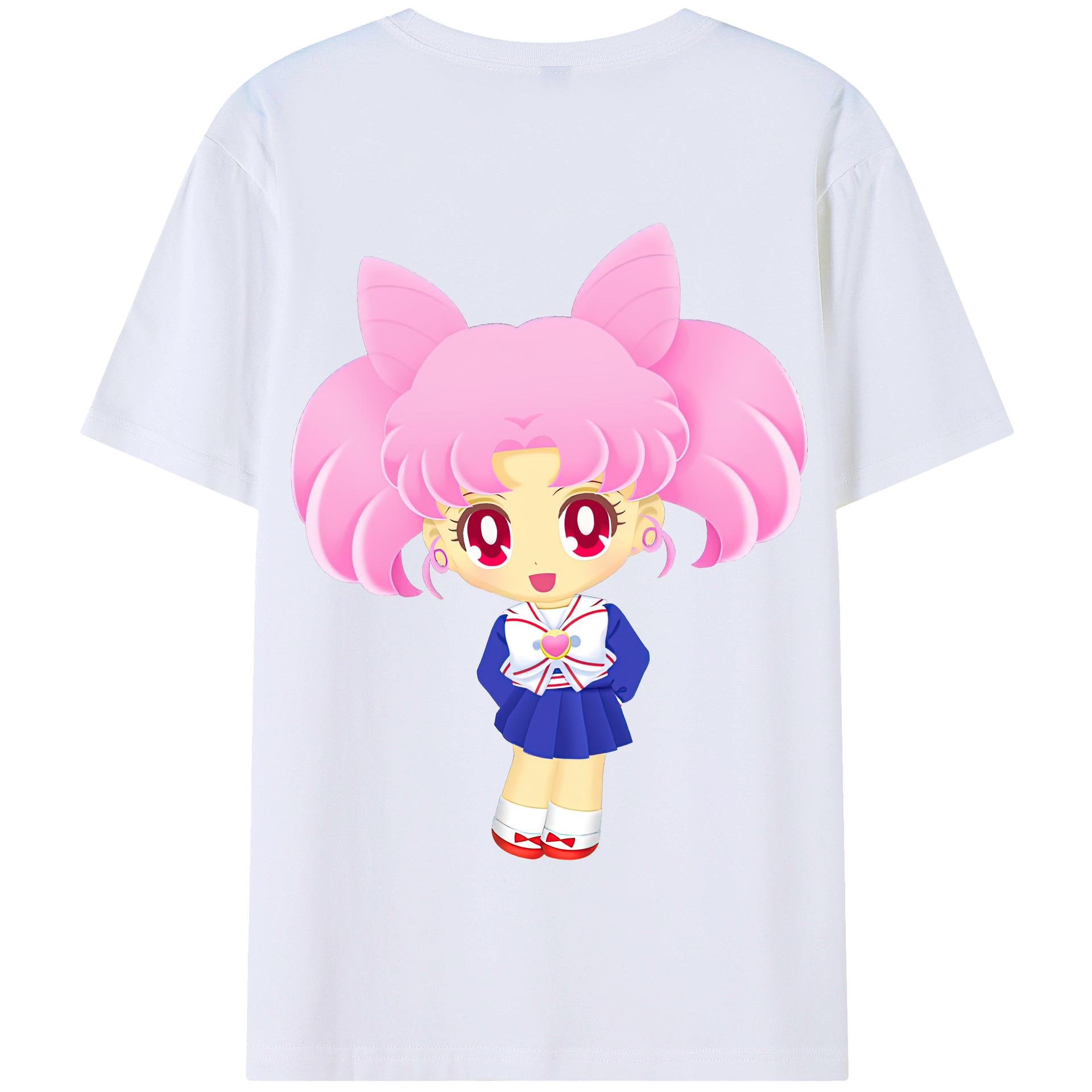 （画像用） 美少女戦士セーラームーン ちびうさ Sailor Moon Chibiusa Tsukino Usagi Small Lady Serenity 綿100％半袖Tシャツ（背面プリント）