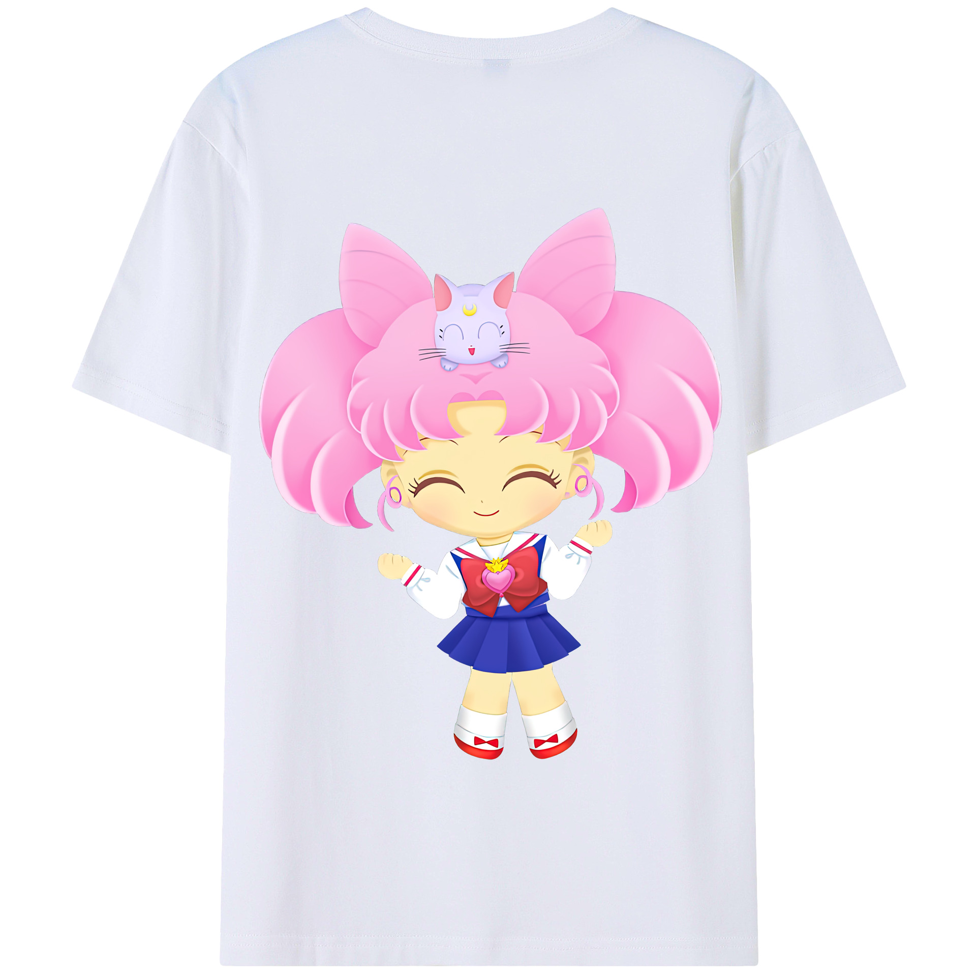 （画像用） 美少女戦士セーラームーン ちびうさ Sailor Moon Chibiusa Tsukino Usagi Small Lady Serenity 綿100％半袖Tシャツ（背面プリント）