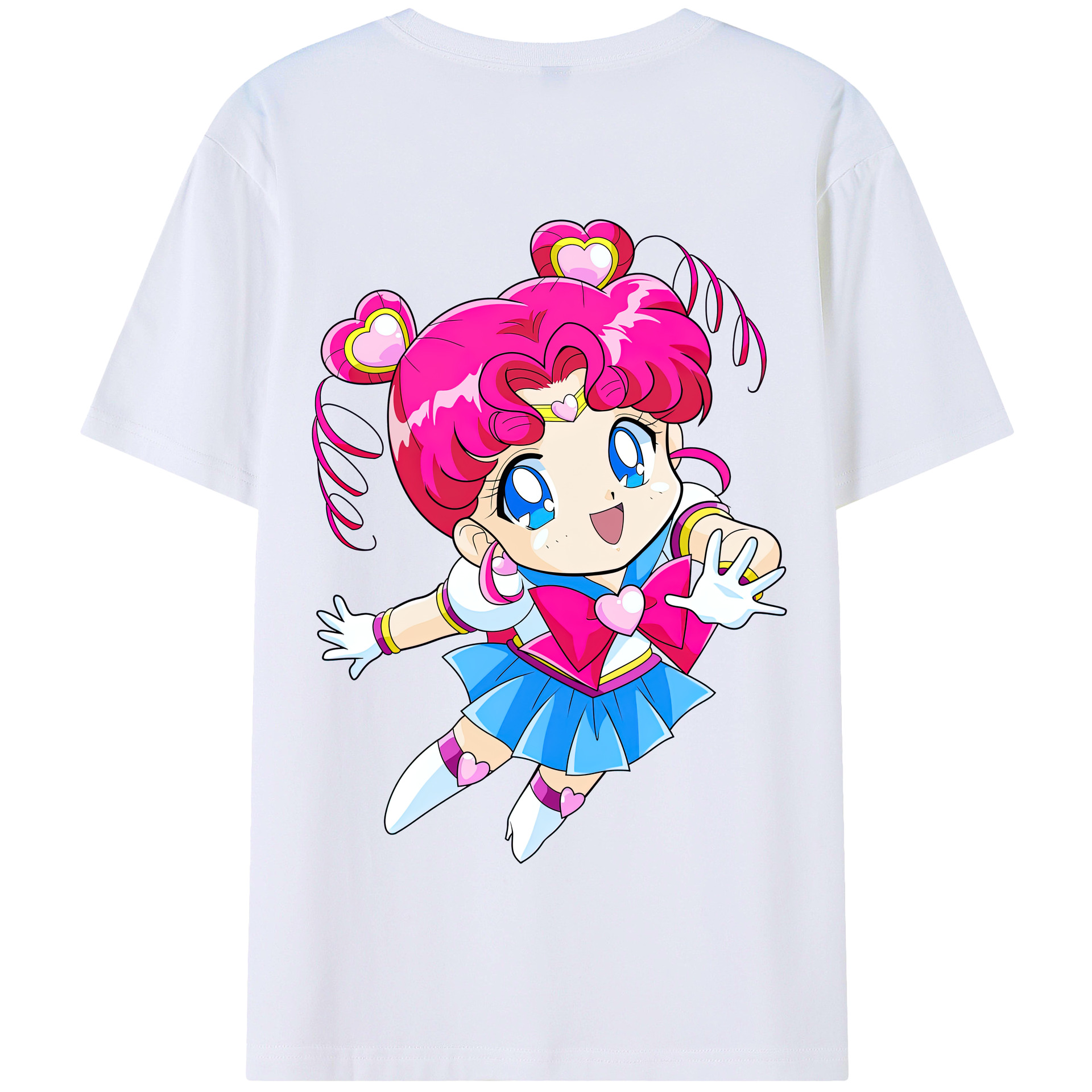 （画像用） 美少女戦士セーラームーン ちびうさ Sailor Moon Chibiusa Tsukino Usagi Small Lady Serenity 綿100％半袖Tシャツ（背面プリント）