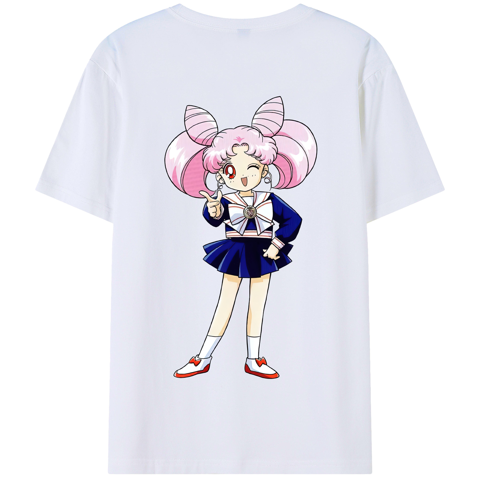 （画像用） 美少女戦士セーラームーン ちびうさ Sailor Moon Chibiusa Tsukino Usagi Small Lady Serenity 綿100％半袖Tシャツ（背面プリント）